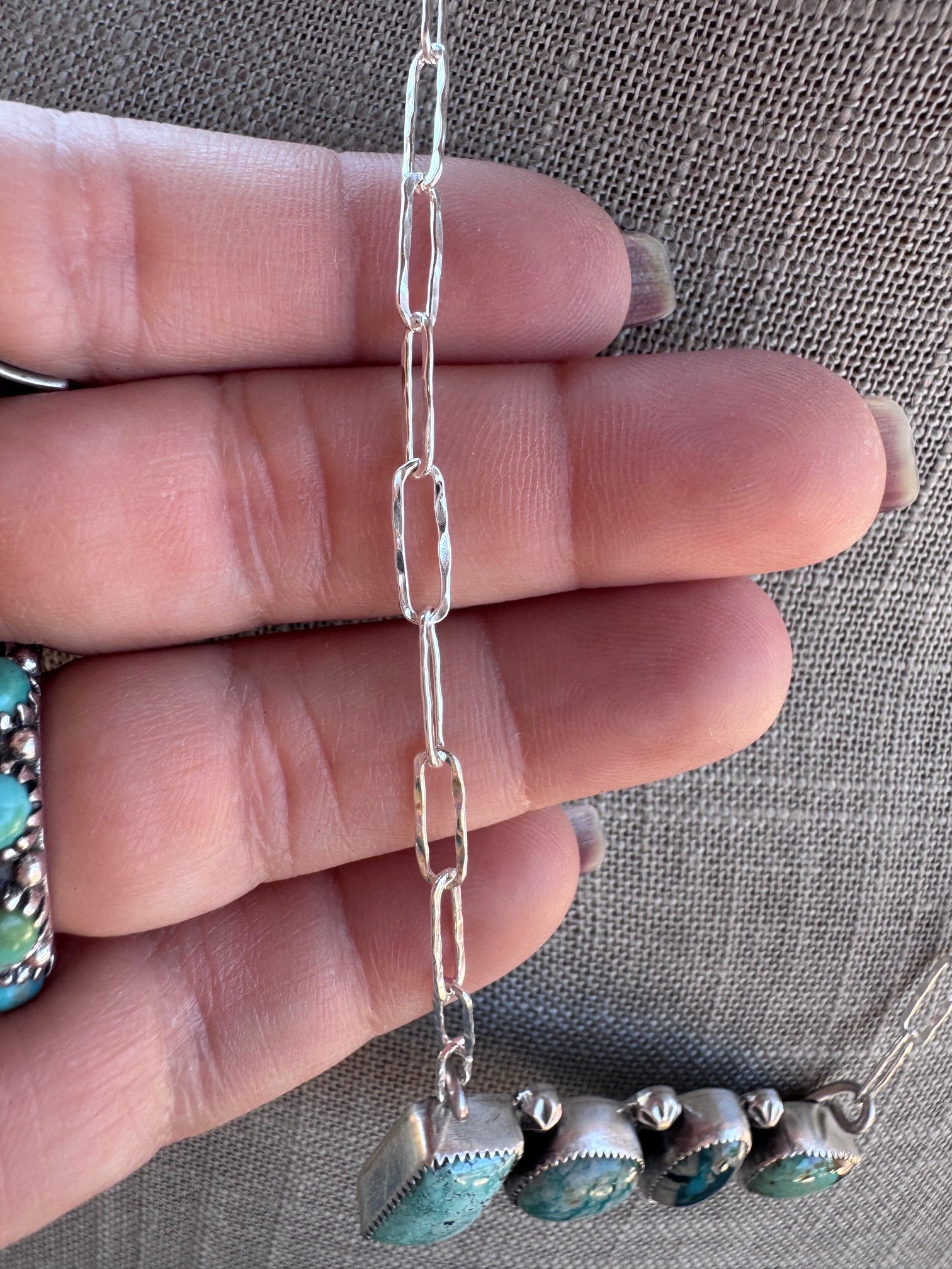 Handmade Sterling Silver Fox & Mix Turquoise Bar 19.5" Necklace by Roaming Buffalo