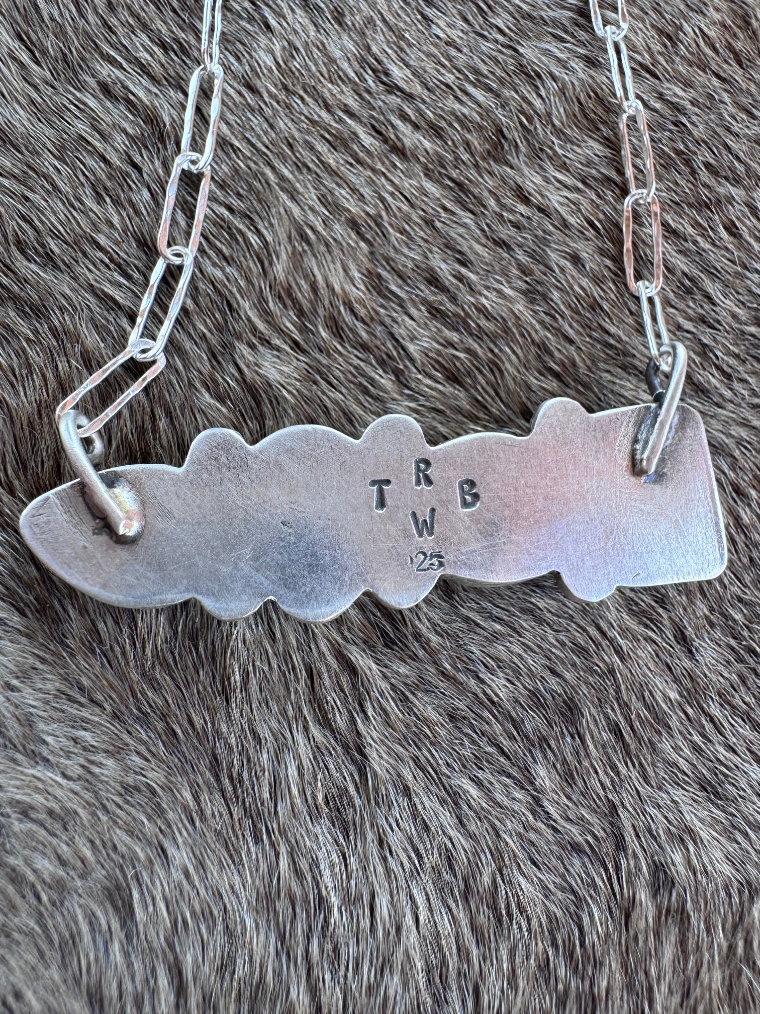 Handmade Sterling Silver Fox & Mix Turquoise Bar 19.5" Necklace by Roaming Buffalo