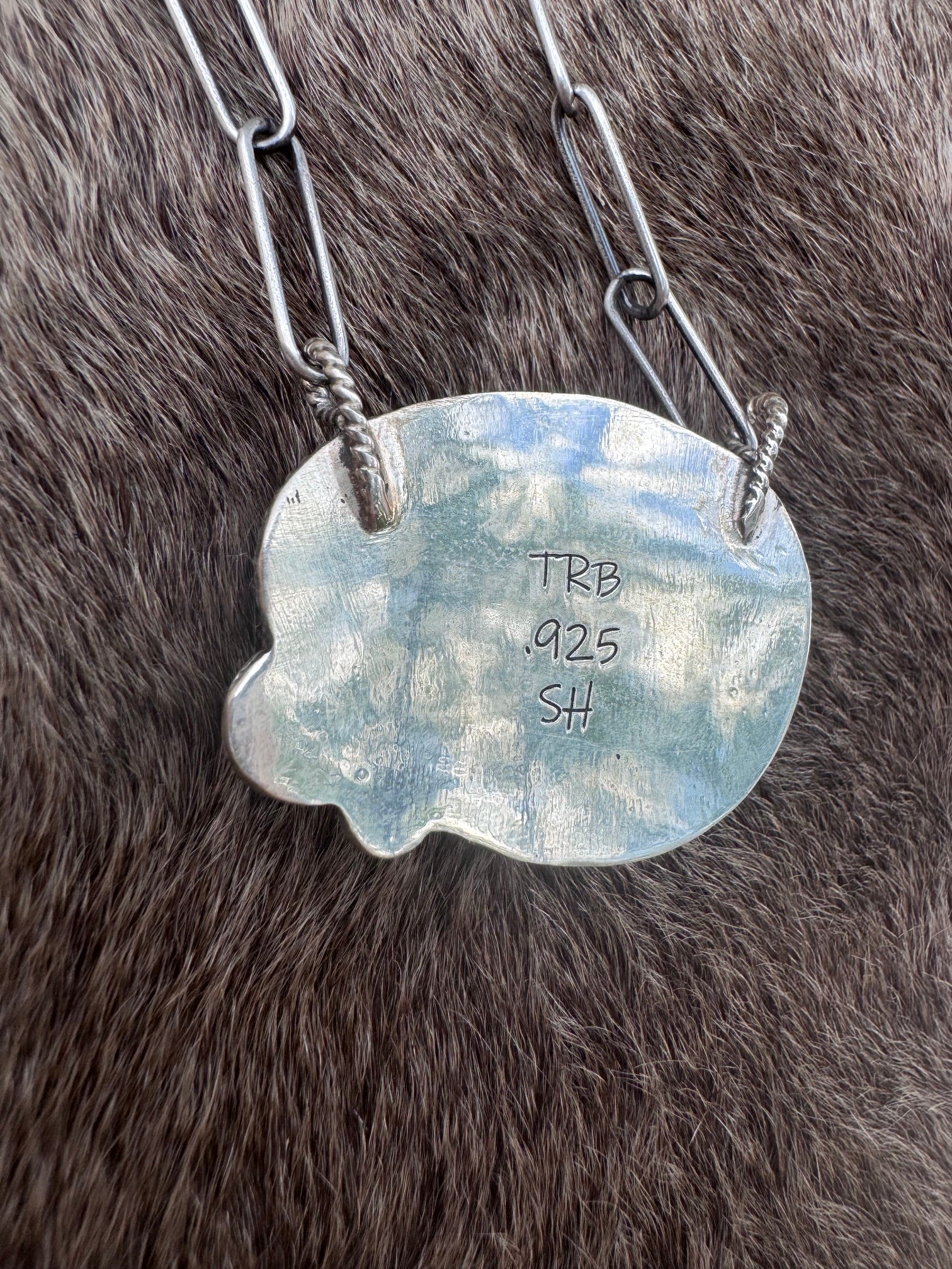 Handmade Sterling Silver Tyrone Turquoise 18.75" Necklace by Roaming Buffalo