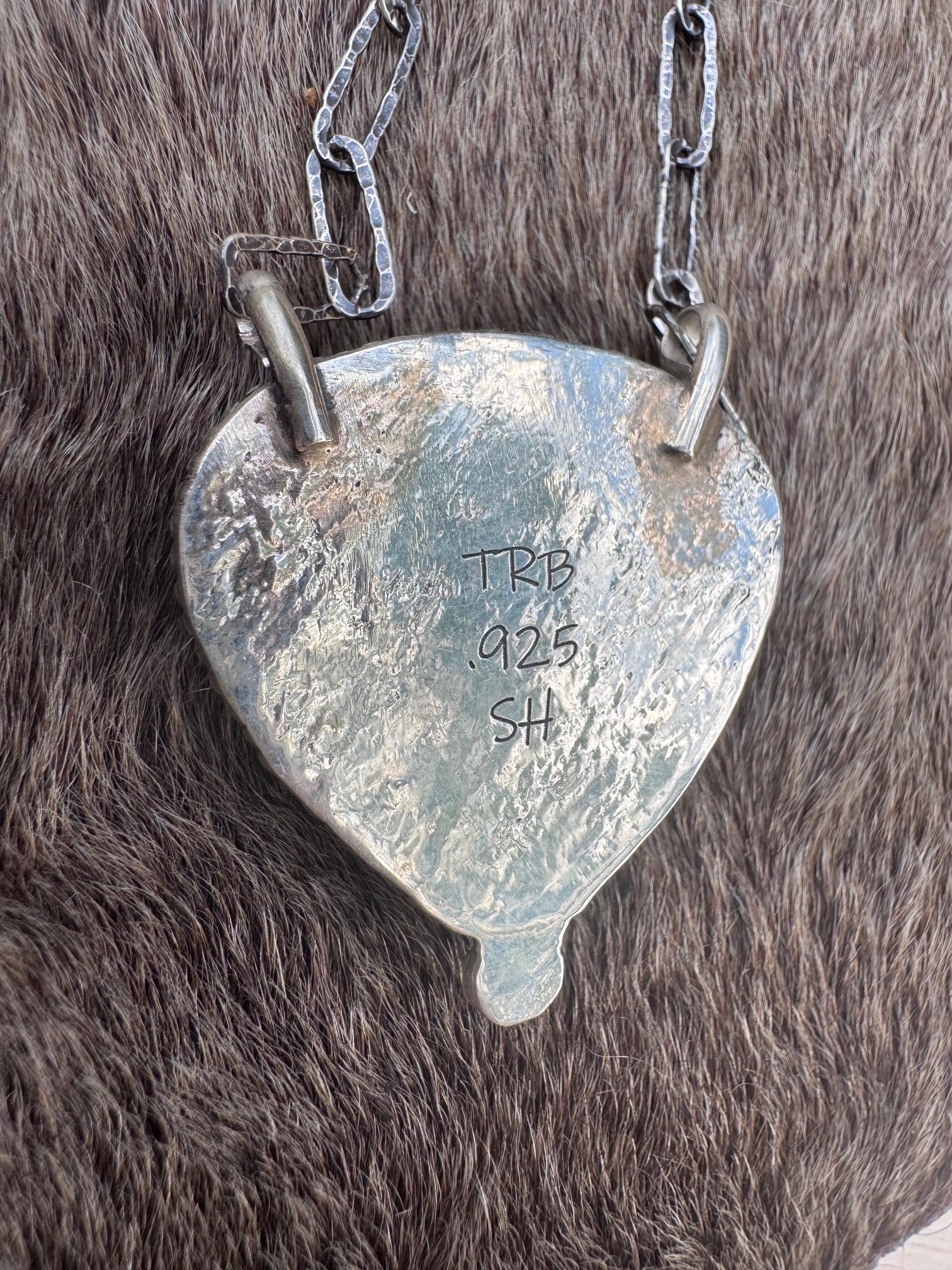 Handmade Sterling Silver & Patagonia Turquoise 18.5" Necklace by Roaming Buffalo