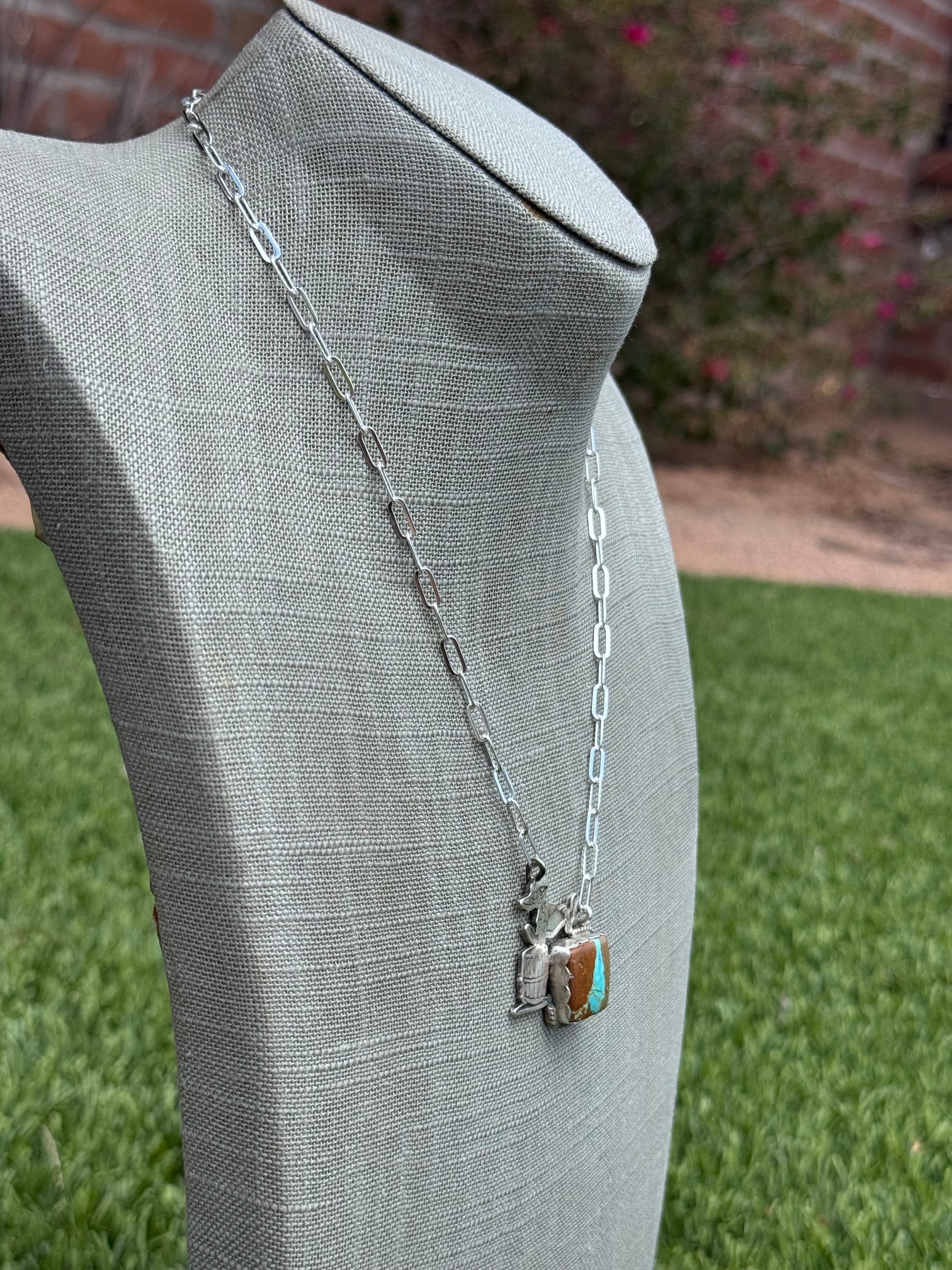 Handmade Sterling Silver & Mine 8 Rodeo Clown 18.75" Necklace by Roaming Buffalo