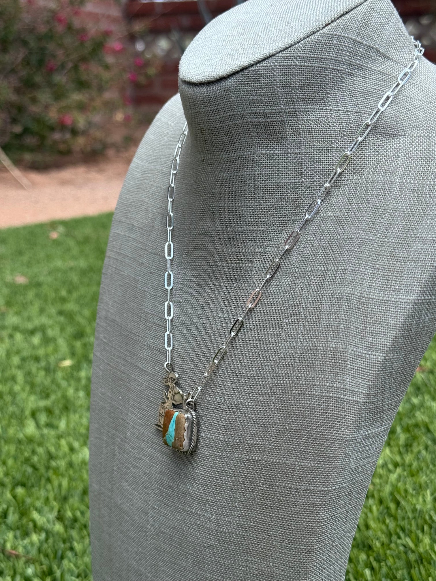 Handmade Sterling Silver & Mine 8 Rodeo Clown 18.75" Necklace by Roaming Buffalo