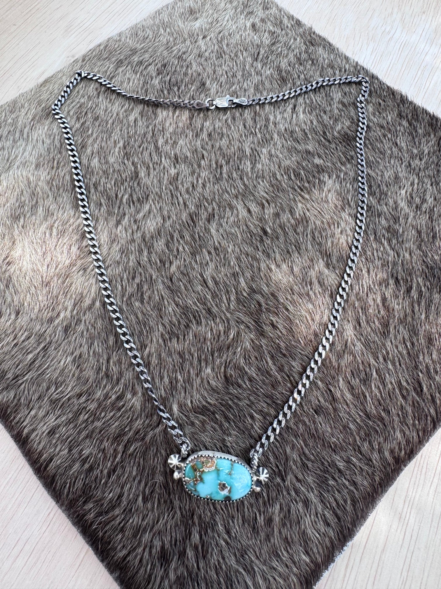 Handmade Sterling Silver & Carico Lake 18.75" Necklace by Roaming Buffalo