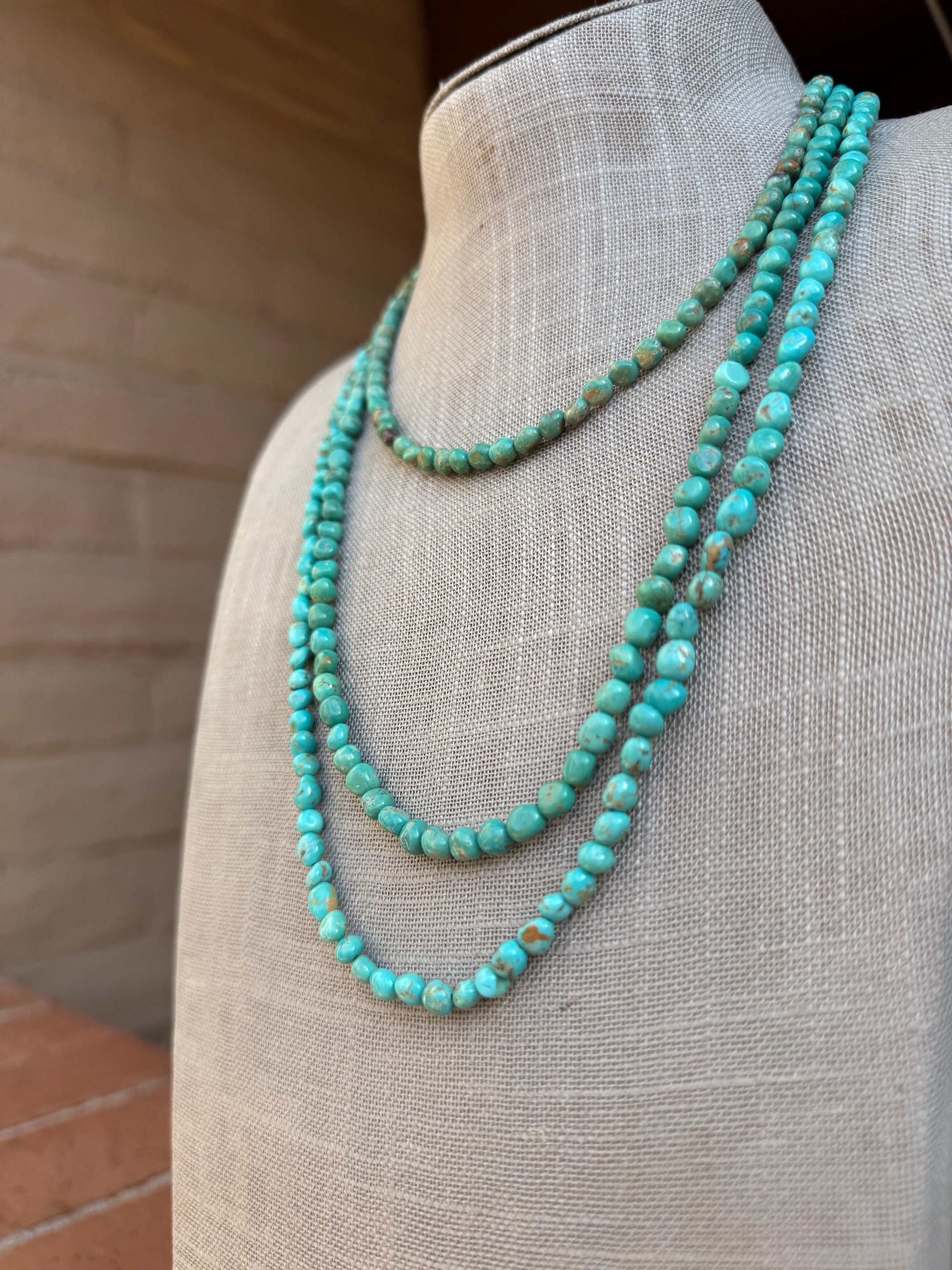 Handcrafted Green Kingman Turquoise Beaded Necklace