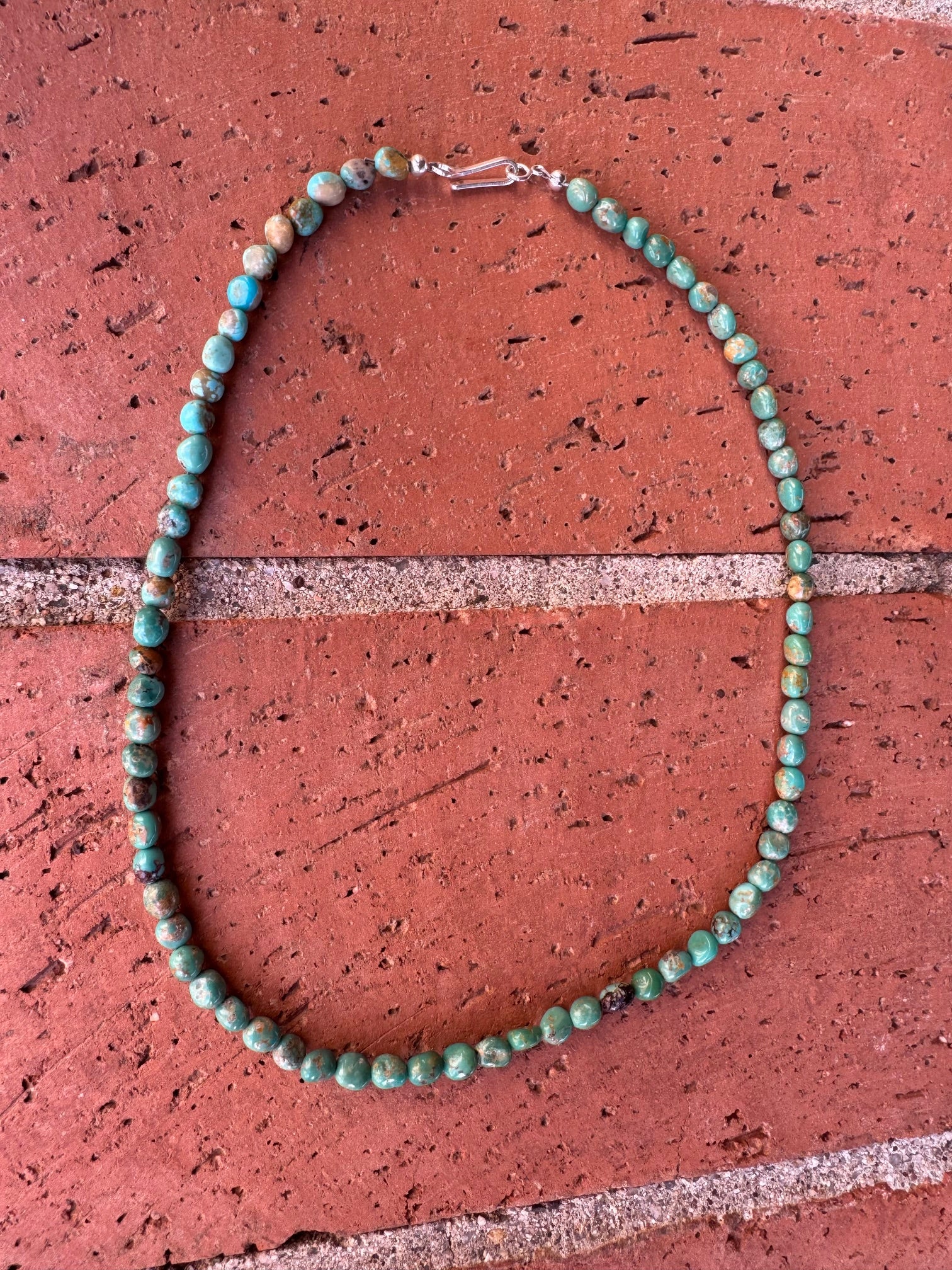 Handcrafted Green Kingman Turquoise Beaded Necklace