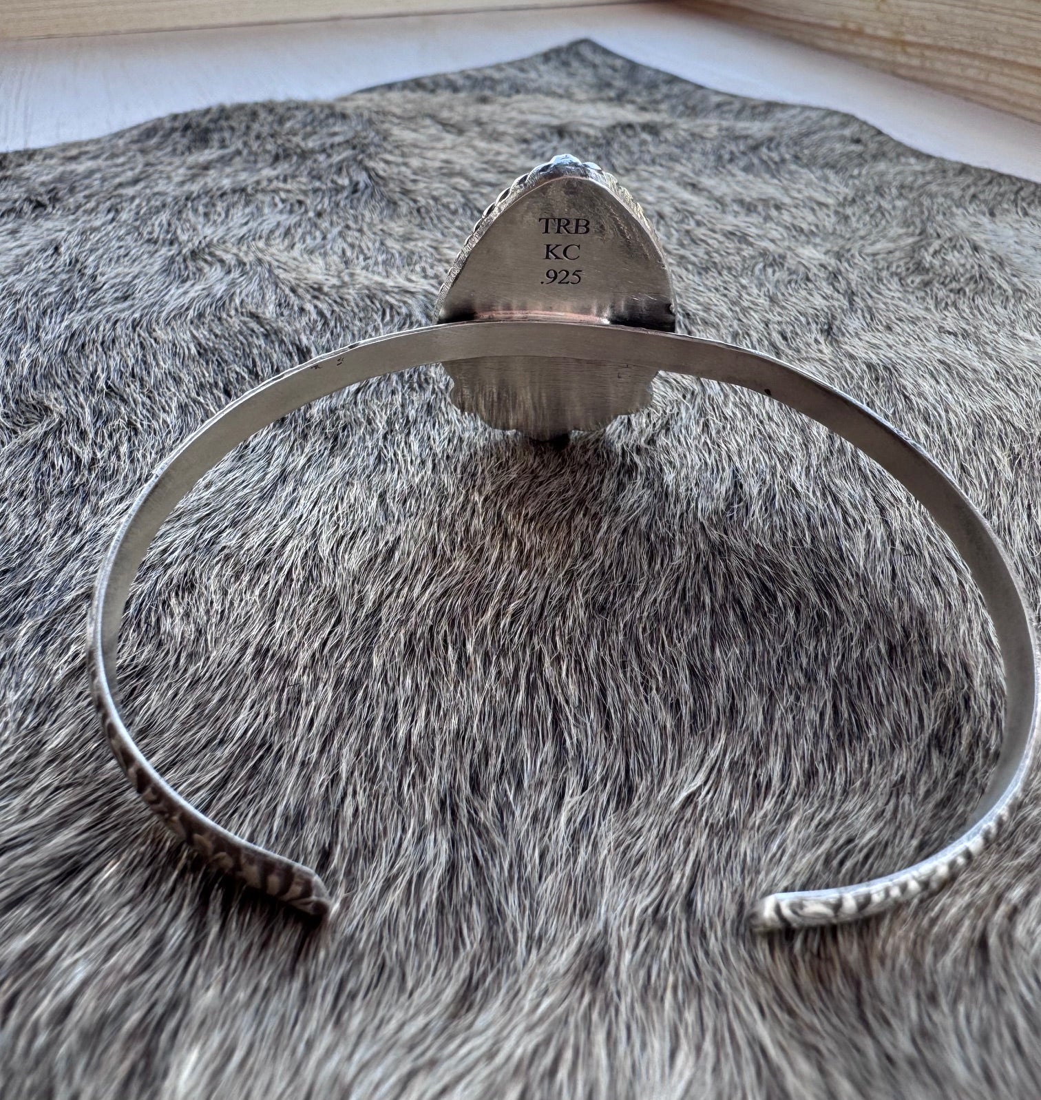 Handmade Sterling Silver & Kingman, Rosarita Checkered Cuff by Roaming Buffalo