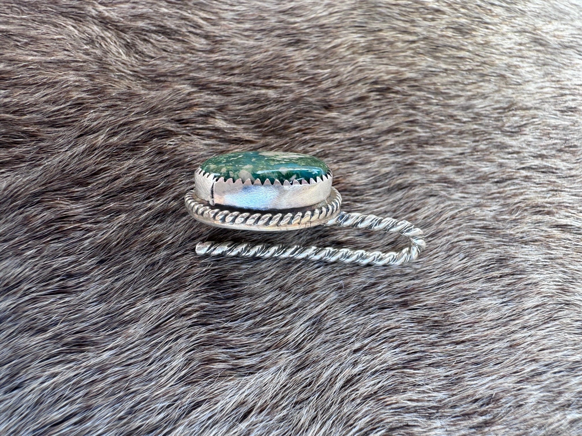 Handmade Sterling Silver & Fox Turquoise Hat Pin by Roaming Buffalo