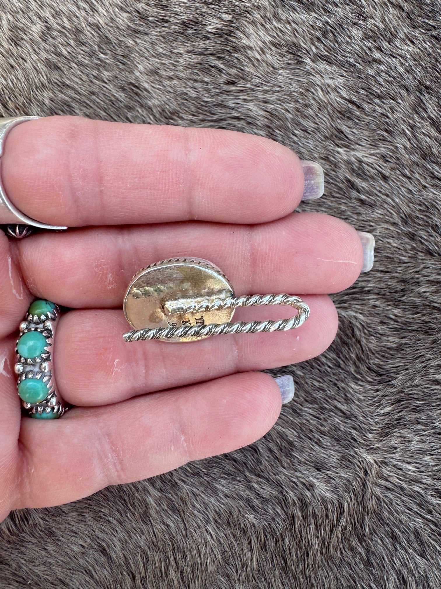Handmade Sterling Silver & Fox Turquoise Hat Pin by Roaming Buffalo