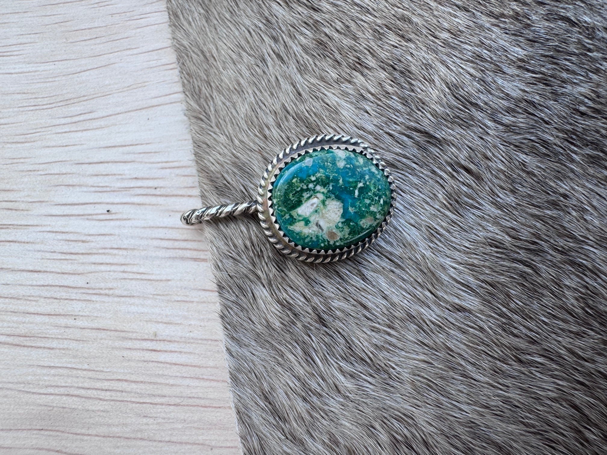 Handmade Sterling Silver & Fox Turquoise Hat Pin by Roaming Buffalo
