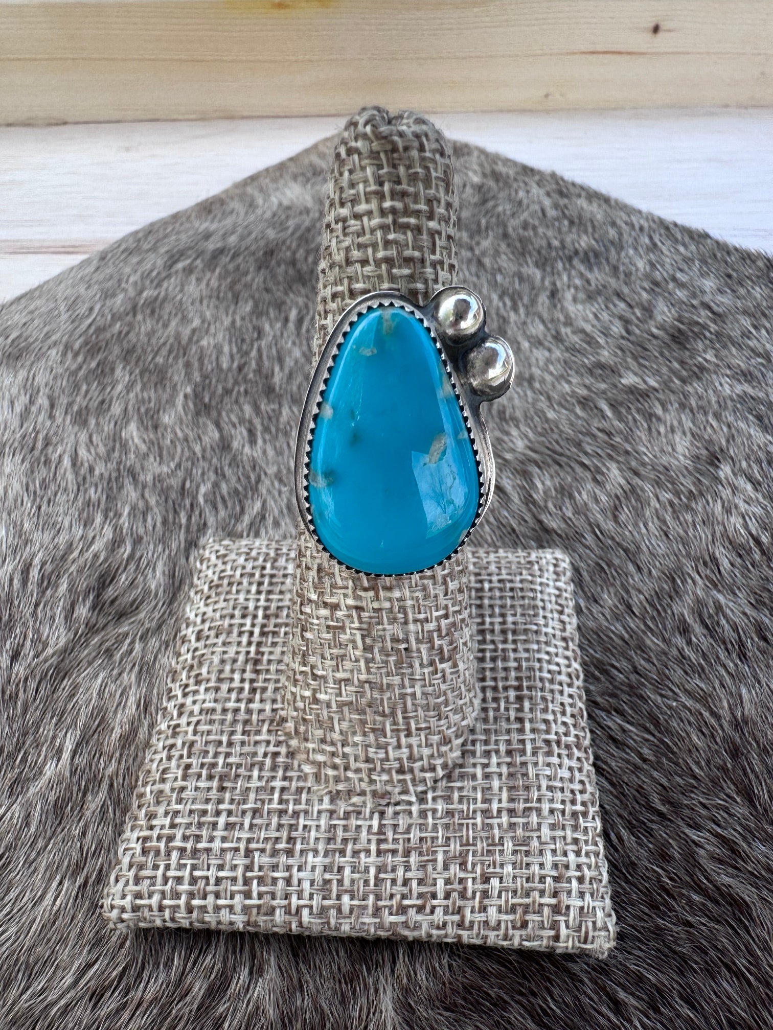 Handmade Sterling Silver & Armenian Turquoise Adjustable Ring by Roaming Buffalo
