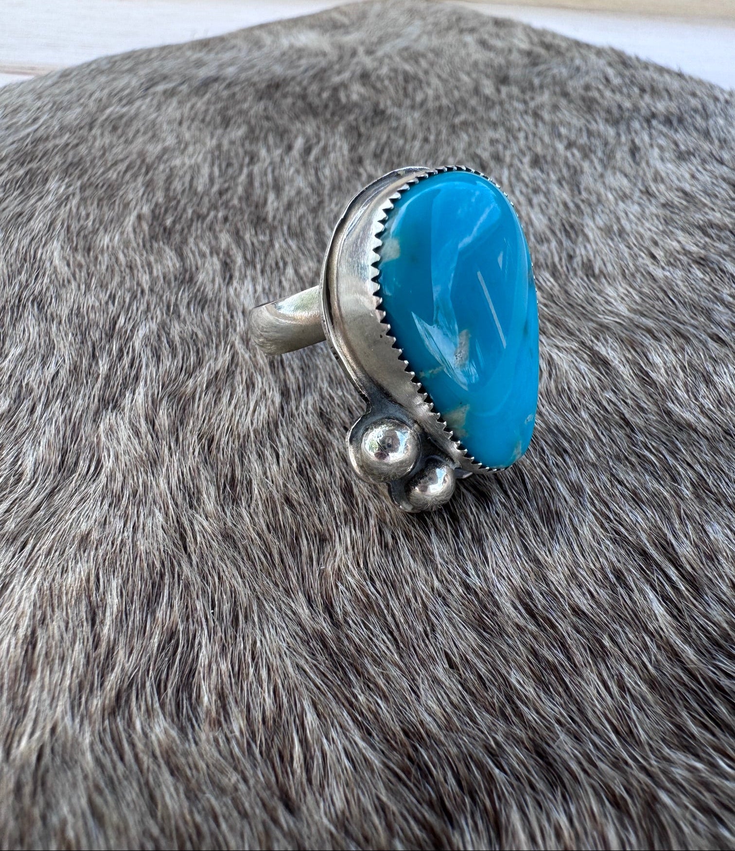 Handmade Sterling Silver & Armenian Turquoise Adjustable Ring by Roaming Buffalo