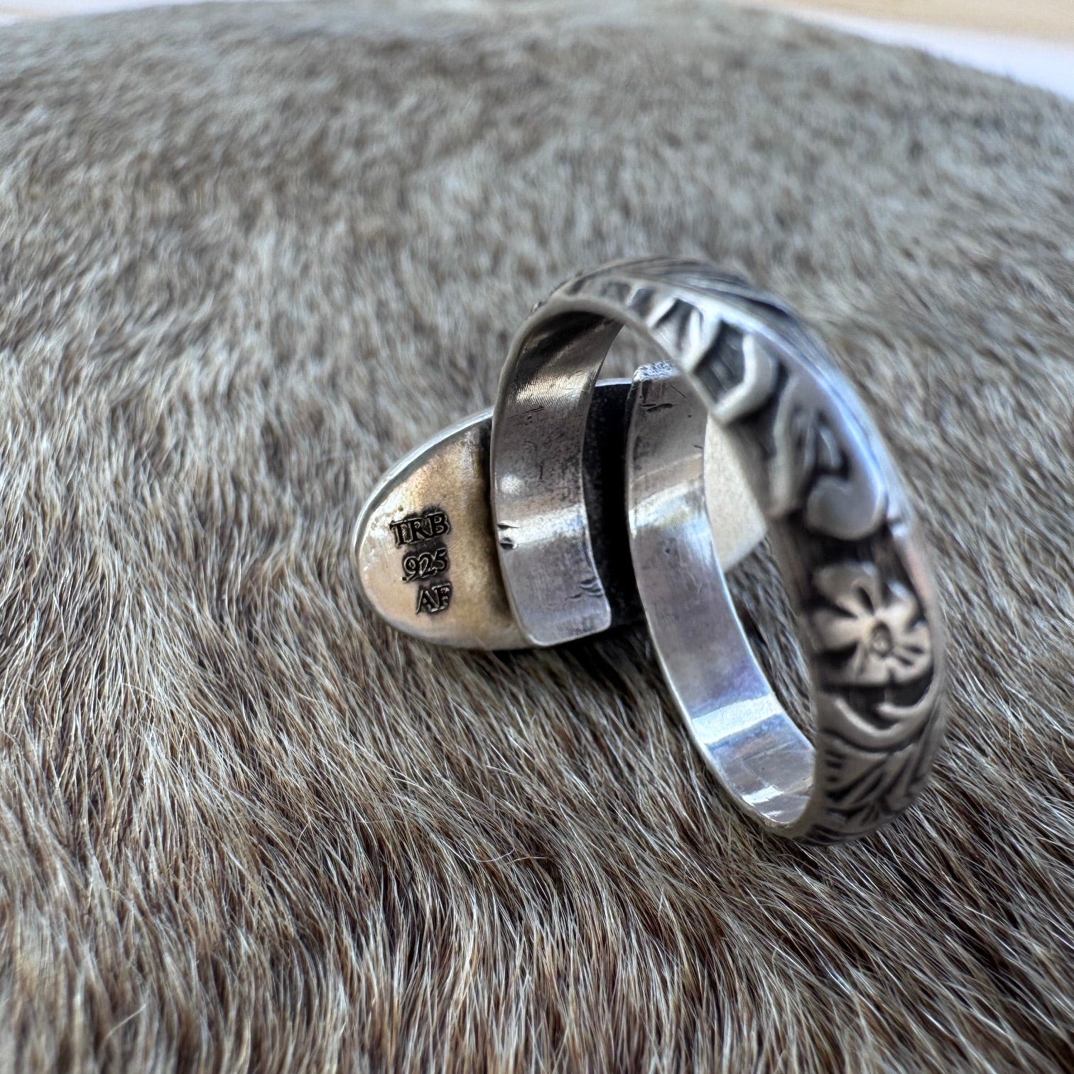Handmade Sterling Silver & Larimar Adjustable Ring by Roaming Buffalo