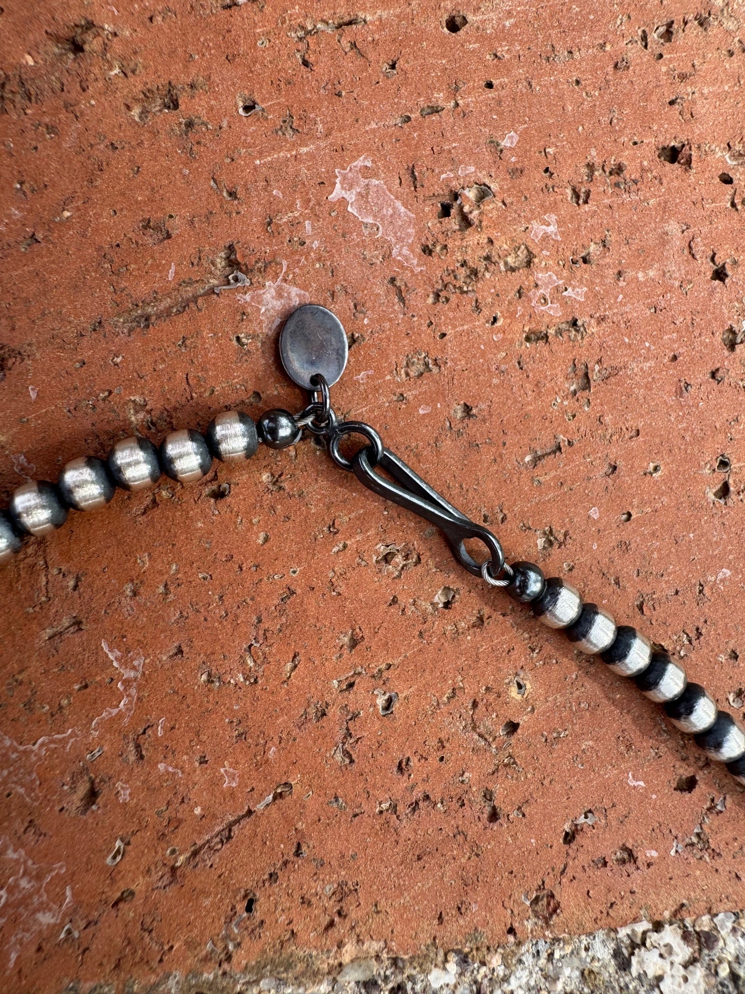 Handcrafted Sterling Silver & White Buffalo 4-8mm Beaded Necklace 30"