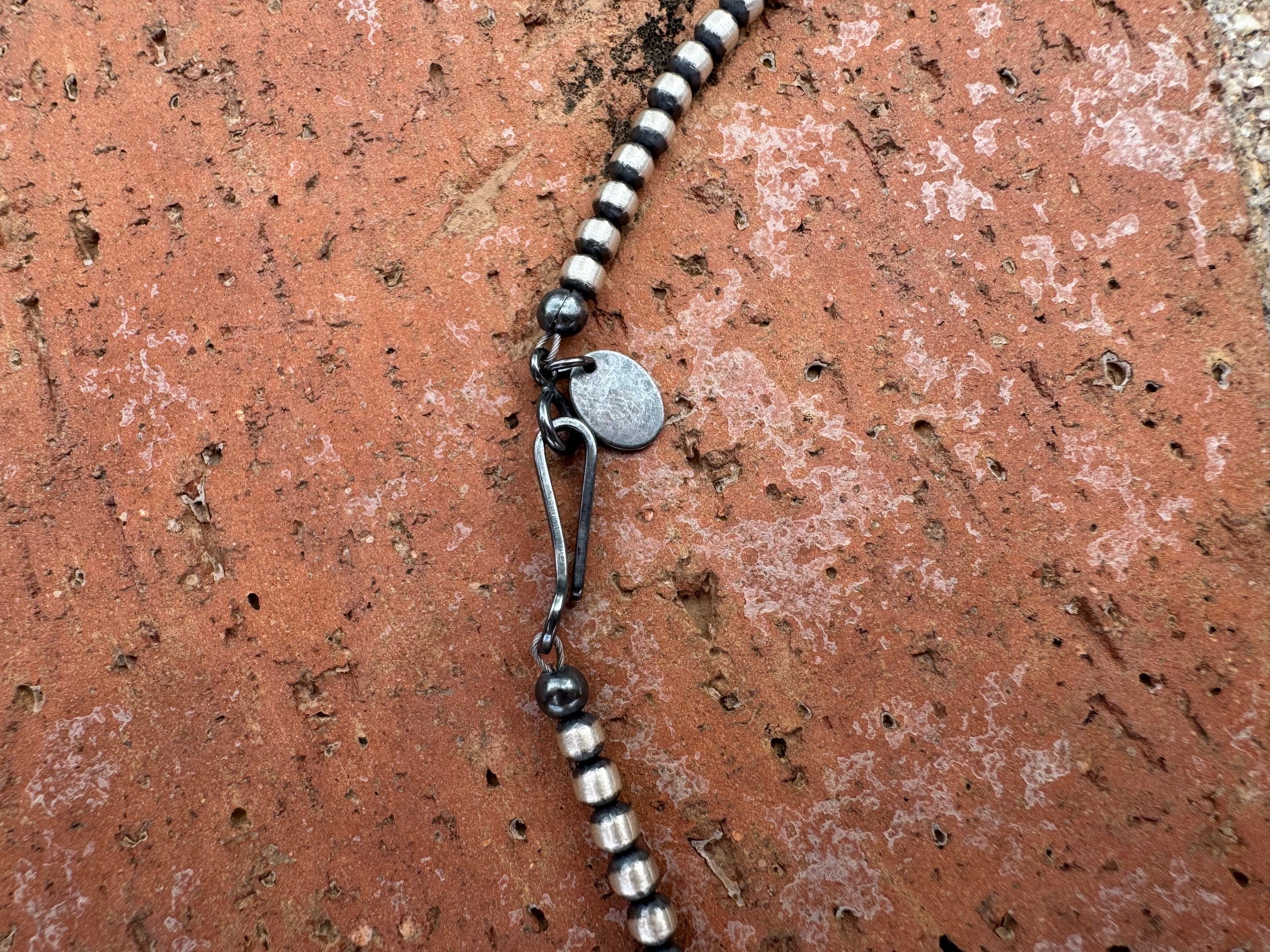 Handcrafted Sterling Silver & White Buffalo 3-8mm Beaded Necklace 22"