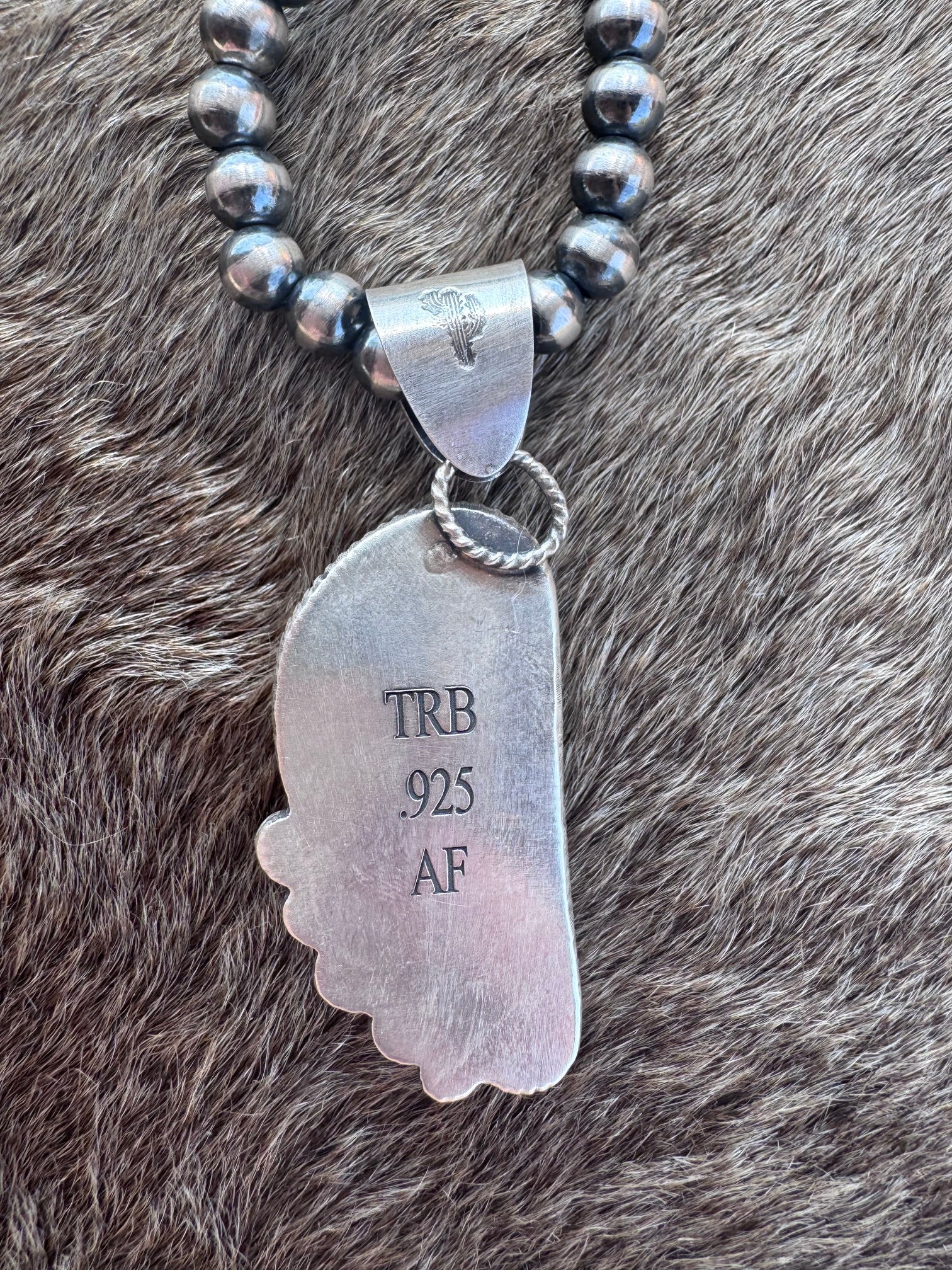 Handmade Sterling Silver Mine 8 Turquoise Pendant by Roaming Buffalo