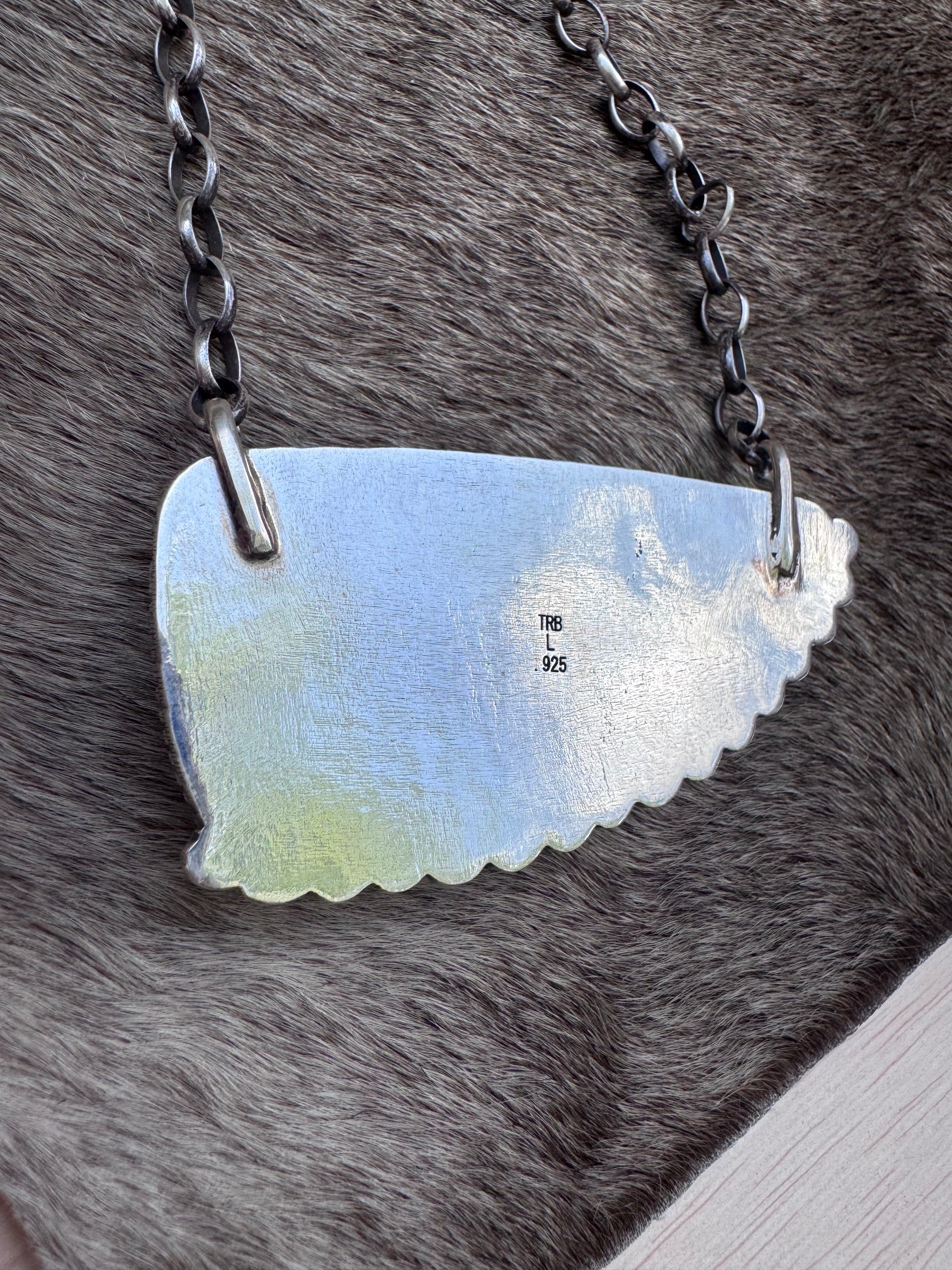 Handmade Sterling Silver White Buffalo Statement Stone 19.75" Necklace by Roaming Buffalo