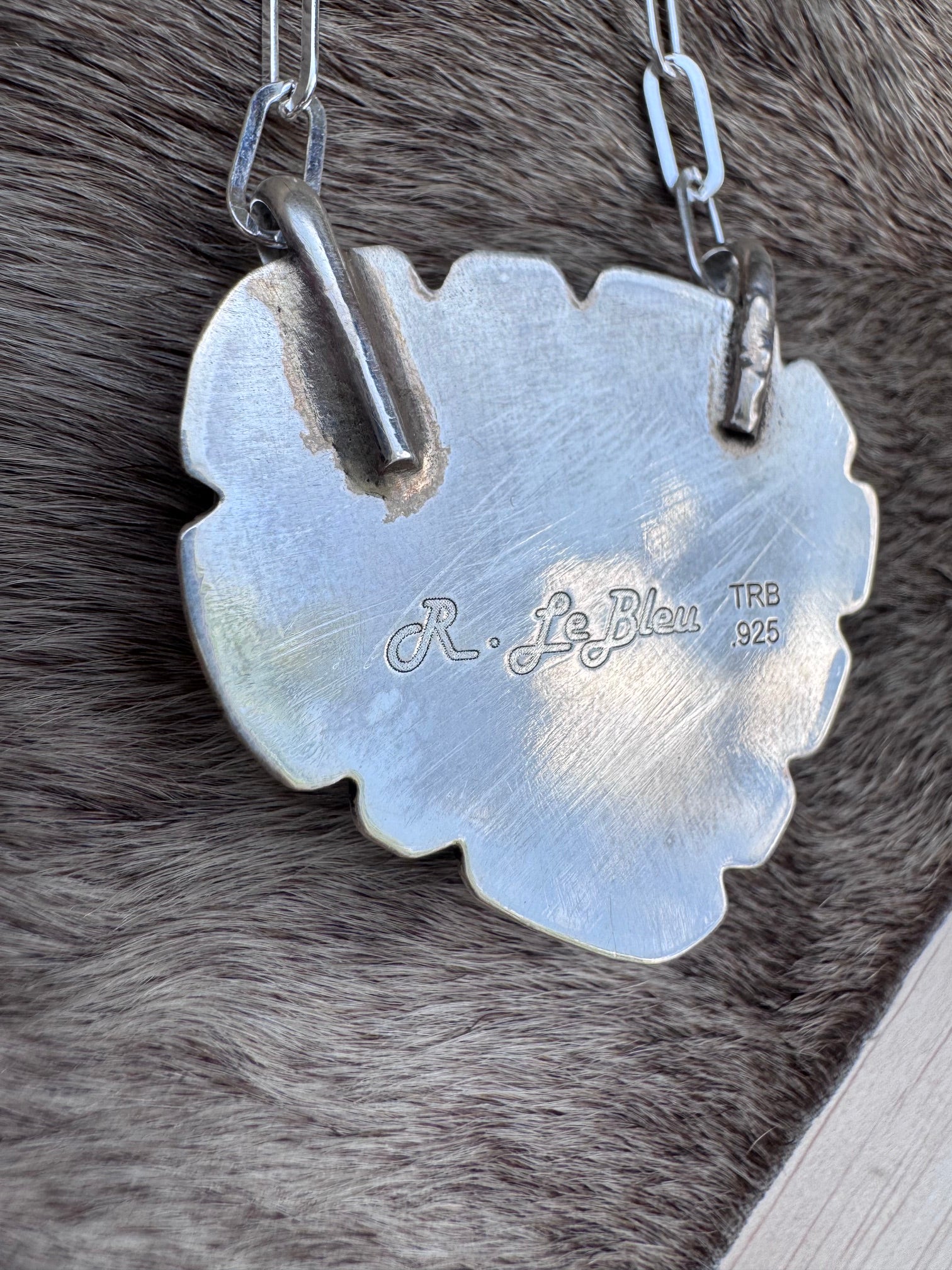 Handmade Sterling Silver & White Buffalo 18.5" Necklace by Roaming Buffalo
