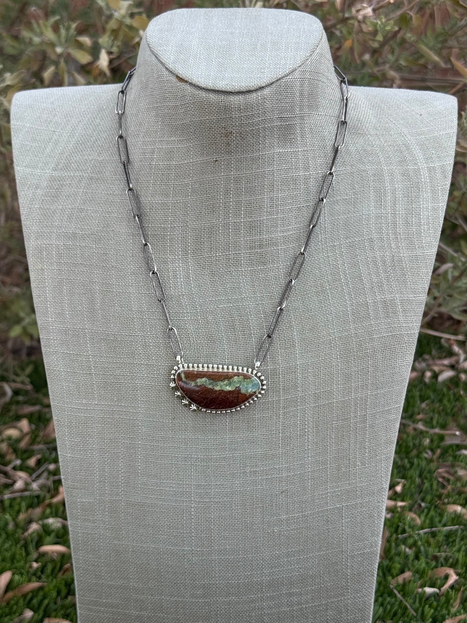Handmade Sterling Silver & Aquaprase 19" Necklace by Roaming Buffalo