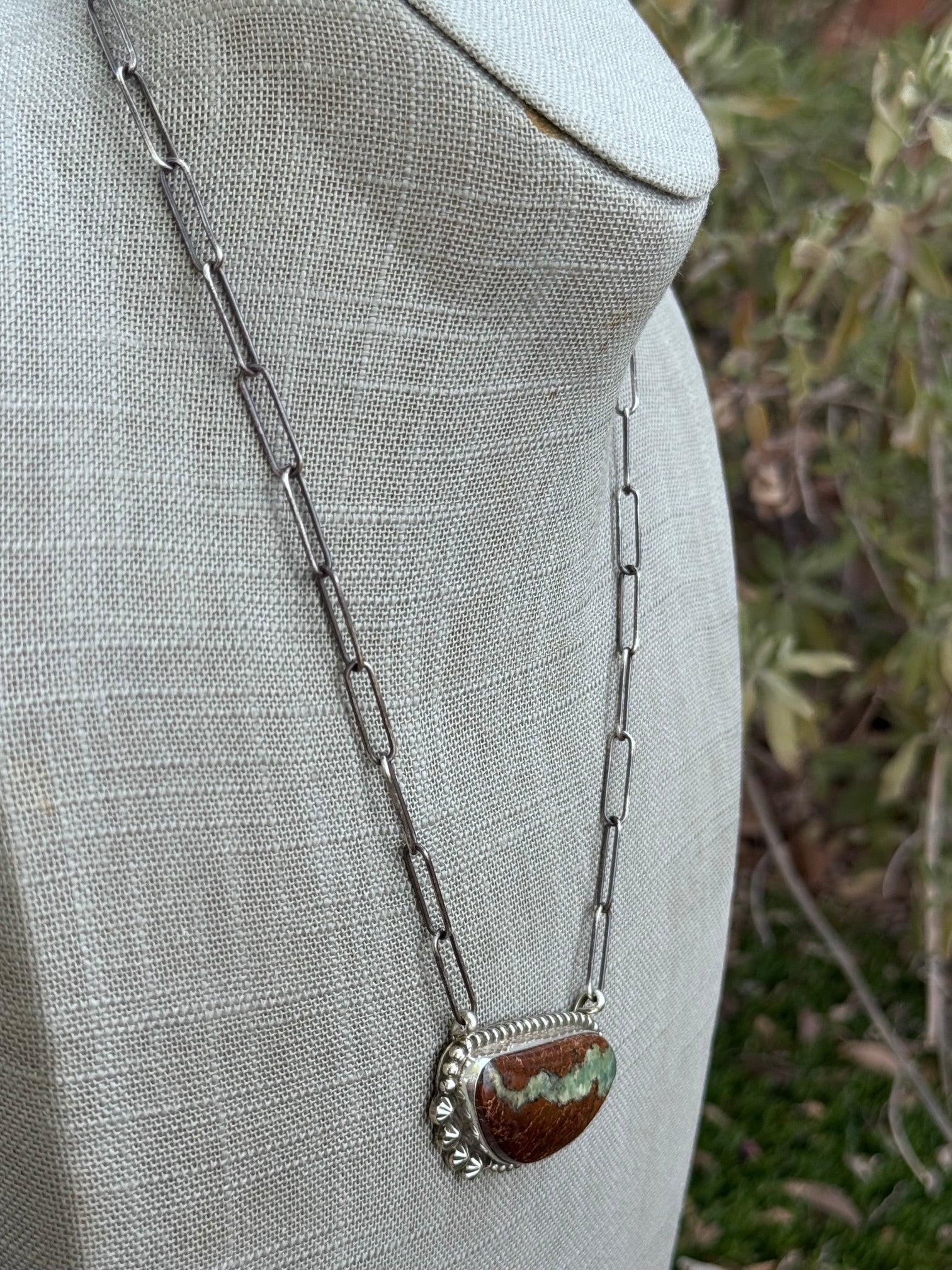 Handmade Sterling Silver & Aquaprase 19" Necklace by Roaming Buffalo