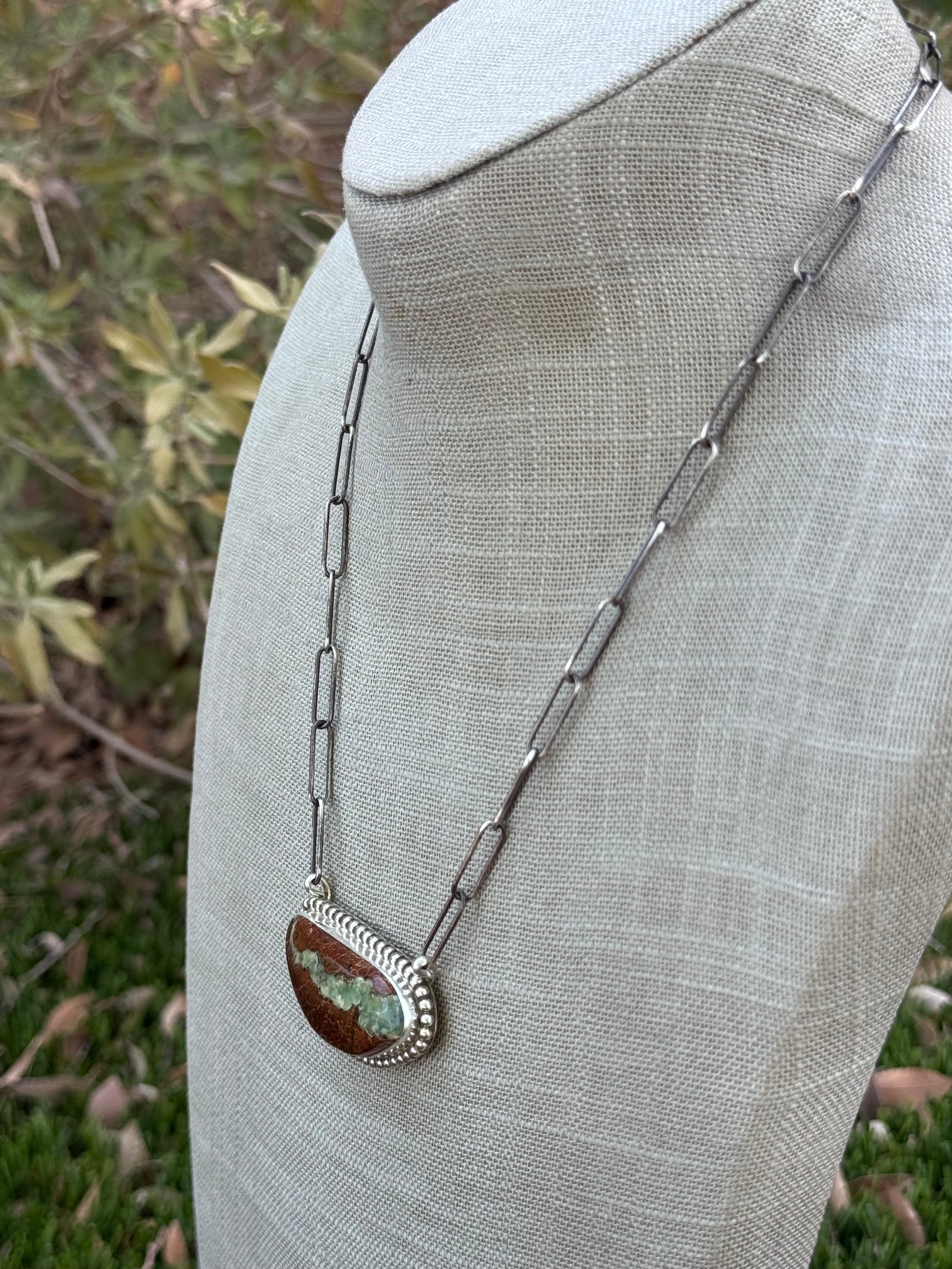 Handmade Sterling Silver & Aquaprase 19" Necklace by Roaming Buffalo