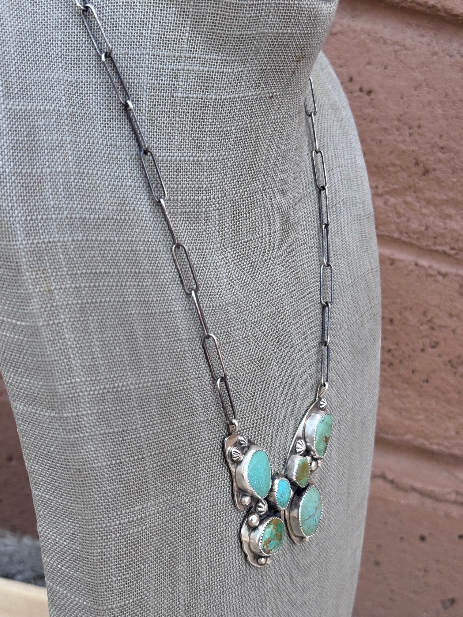 Handmade Sterling Silver & Mixed Media Turquoise Butterfly 19.75" Necklace by Roaming Buffalo