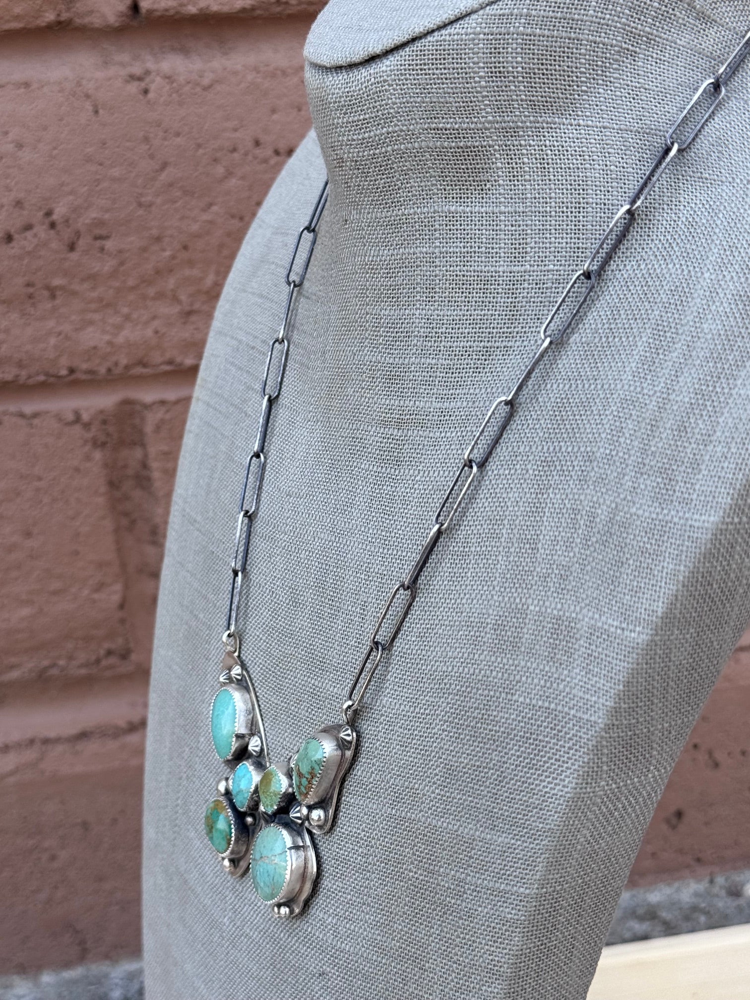 Handmade Sterling Silver & Mixed Media Turquoise Butterfly 19.75" Necklace by Roaming Buffalo