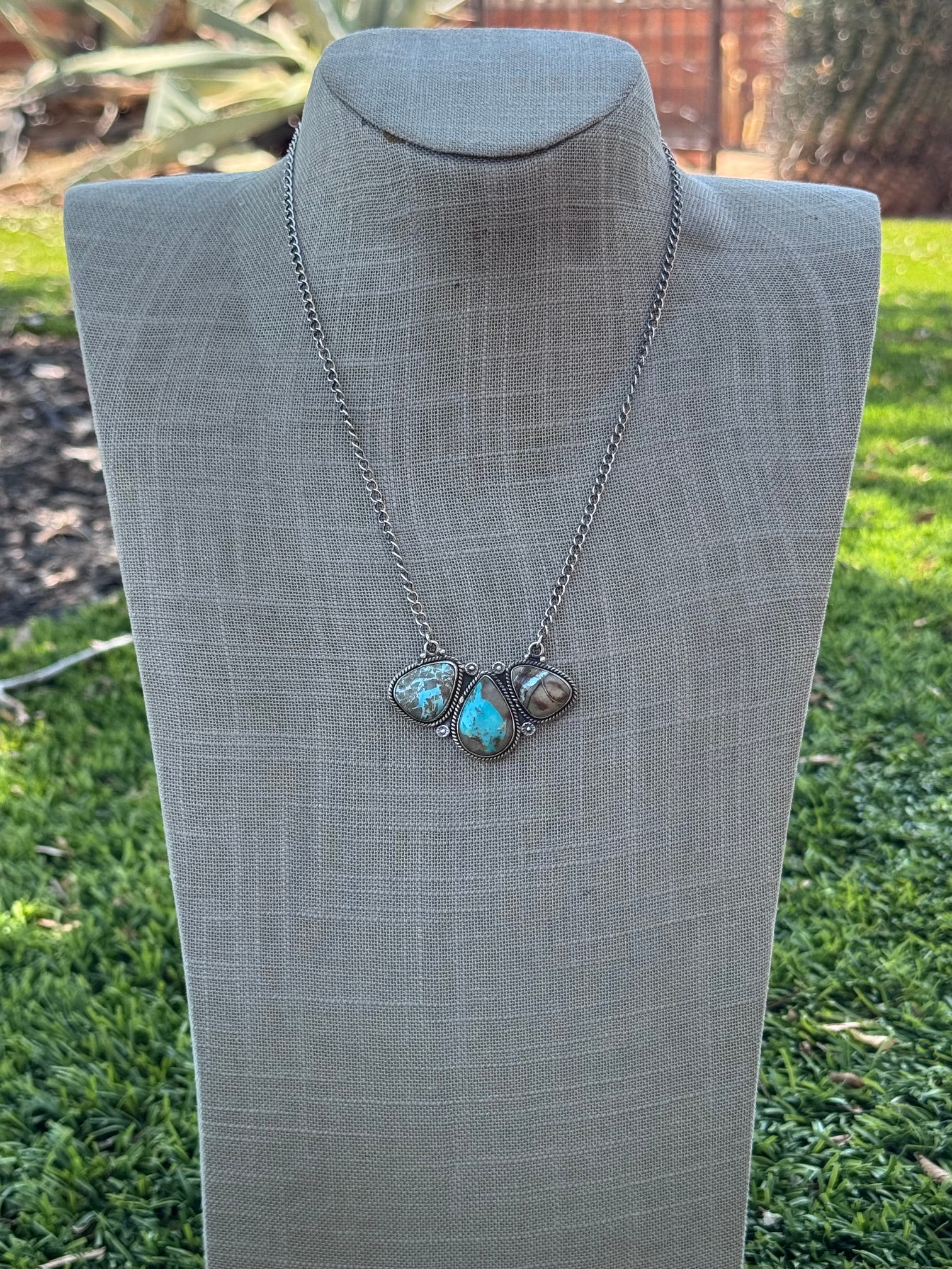 Handmade Sterling Silver Royston Turquoise Necklace "Signed Nizhoni"