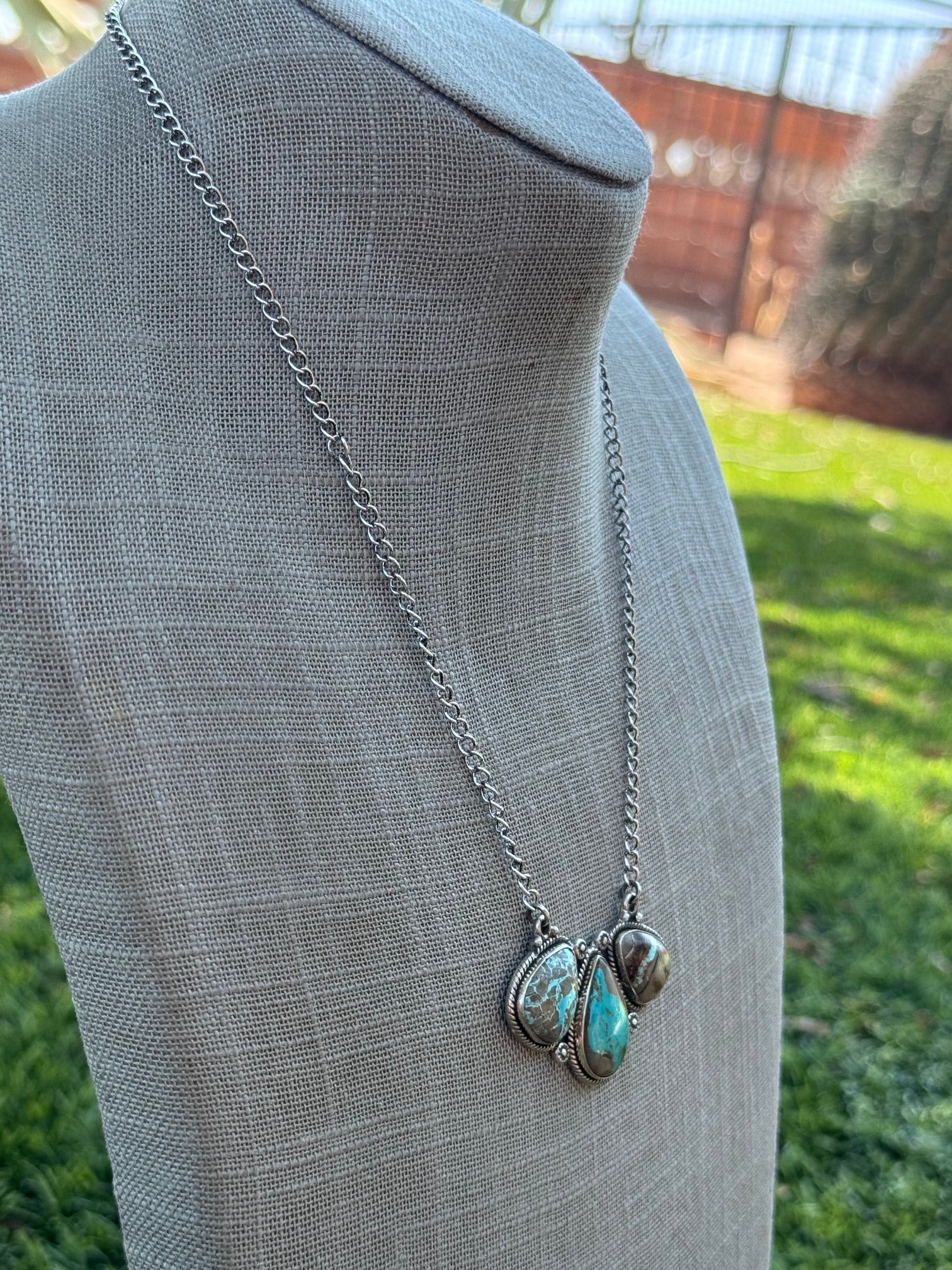 Handmade Sterling Silver Royston Turquoise Necklace "Signed Nizhoni"