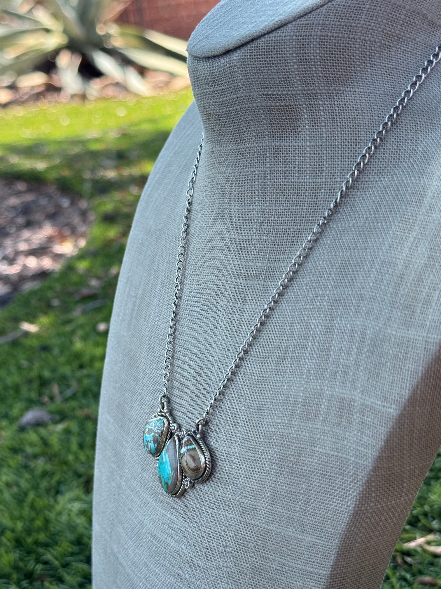 Handmade Sterling Silver Royston Turquoise Necklace "Signed Nizhoni"