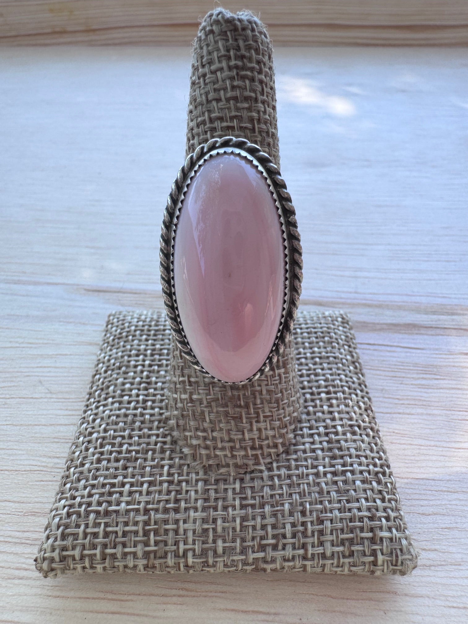 Handmade Sterling Silver Pink Conch Floral Band Ring size 8 by Roaming Buffalo