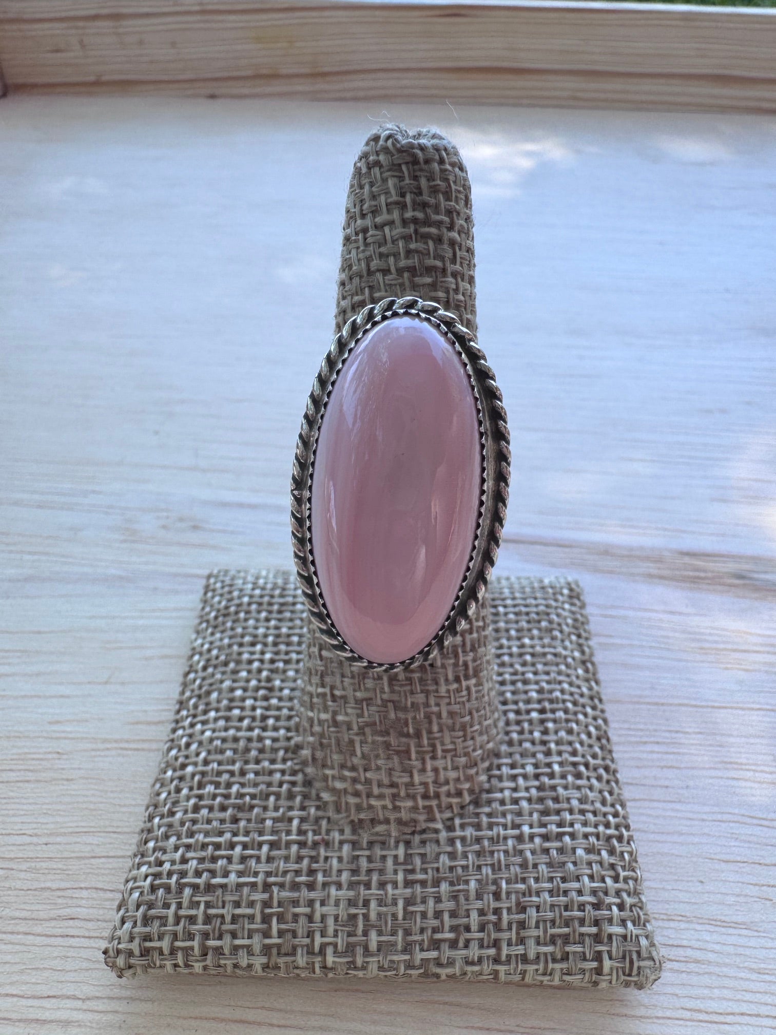 Handmade Sterling Silver Pink Conch Floral Adjustable Ring by Roaming Buffalo