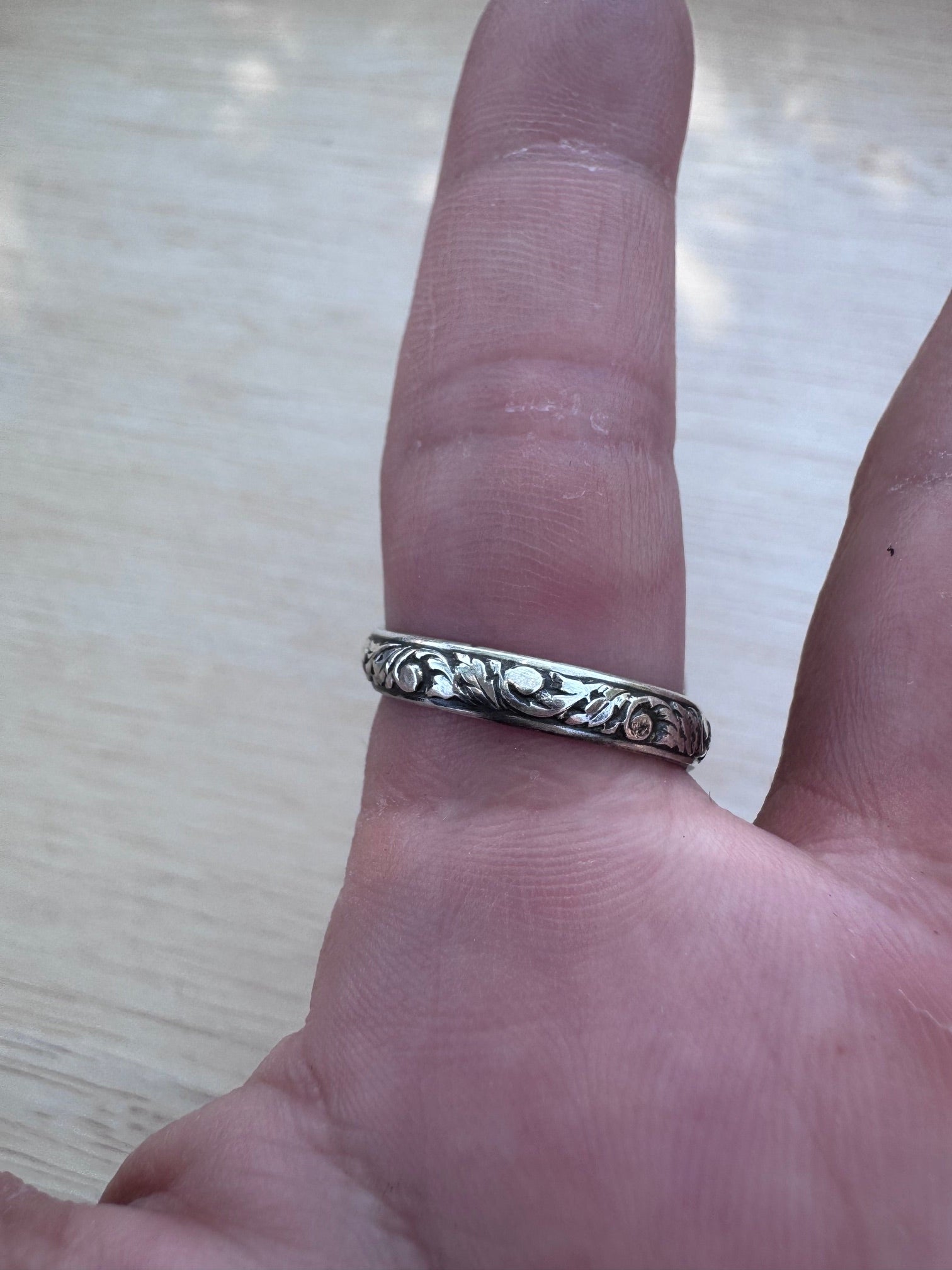 Handmade Sterling Silver Pink Conch Floral Adjustable Ring by Roaming Buffalo