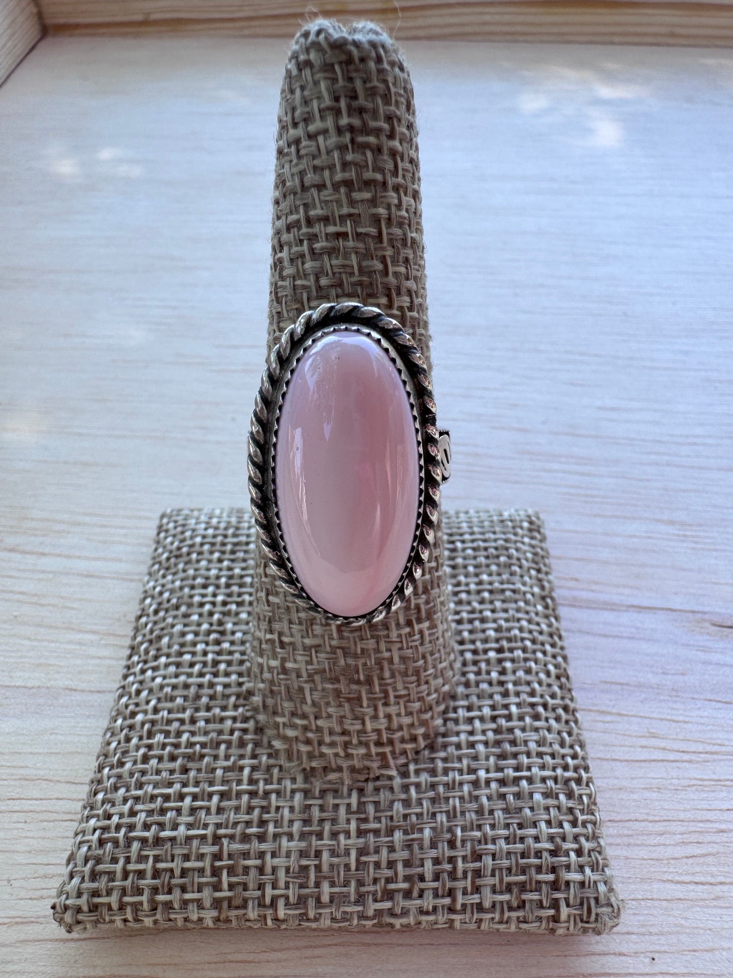 Handmade Sterling Silver Pink Conch Floral Band Ring size 8 by Roaming Buffalo
