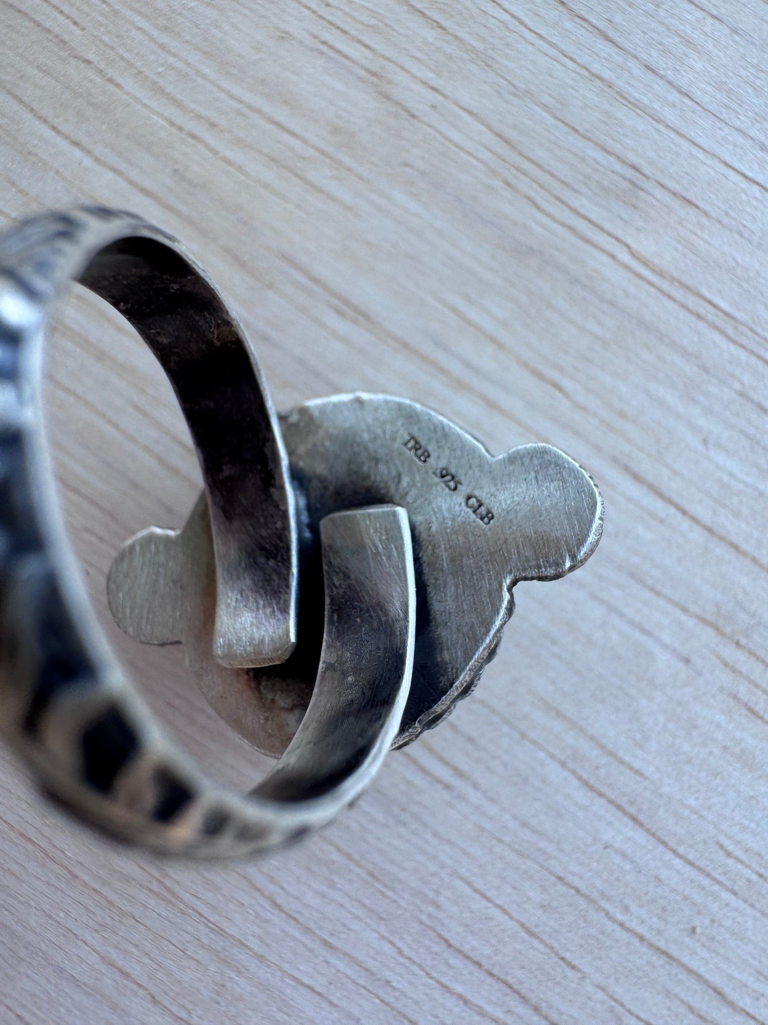 Handmade Sterling Silver Fox Turquoise Adjustable Ring by Roaming Buffalo