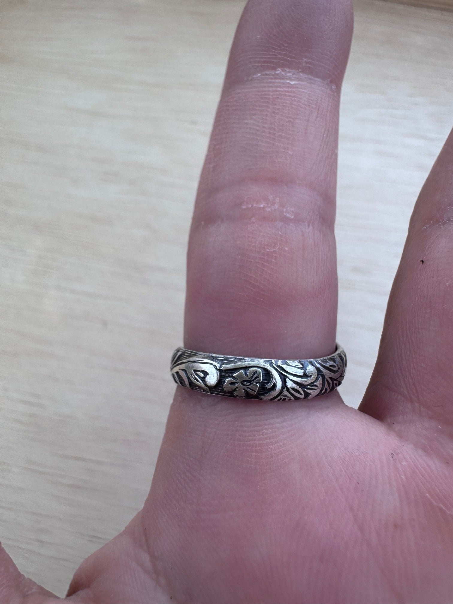 Handmade Sterling Silver Fox Turquoise Adjustable Ring by Roaming Buffalo