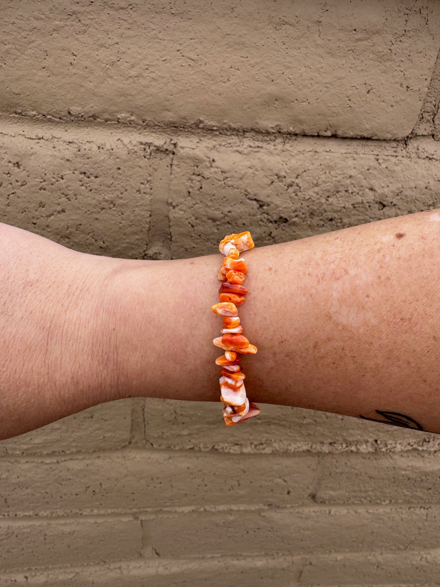 Handcrafted Spiny & Sterling Silver Beaded Bracelet 7.5"