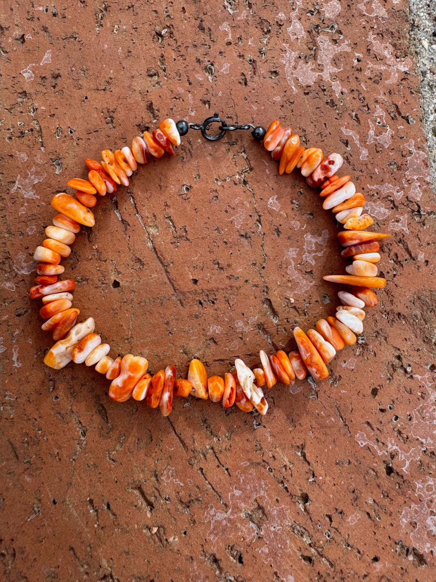 Handcrafted Spiny & Sterling Silver Beaded Bracelet 7.5"