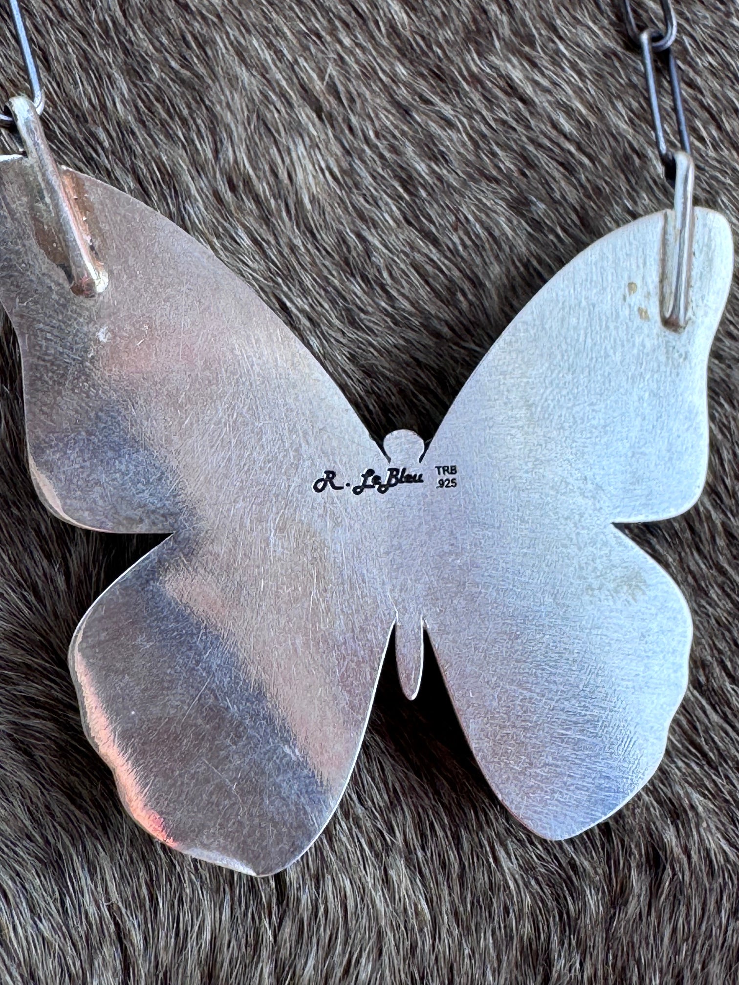 Handmade Sterling Silver & Mixed Media Turquoise Butterfly 19.5" Necklace by Roaming Buffalo