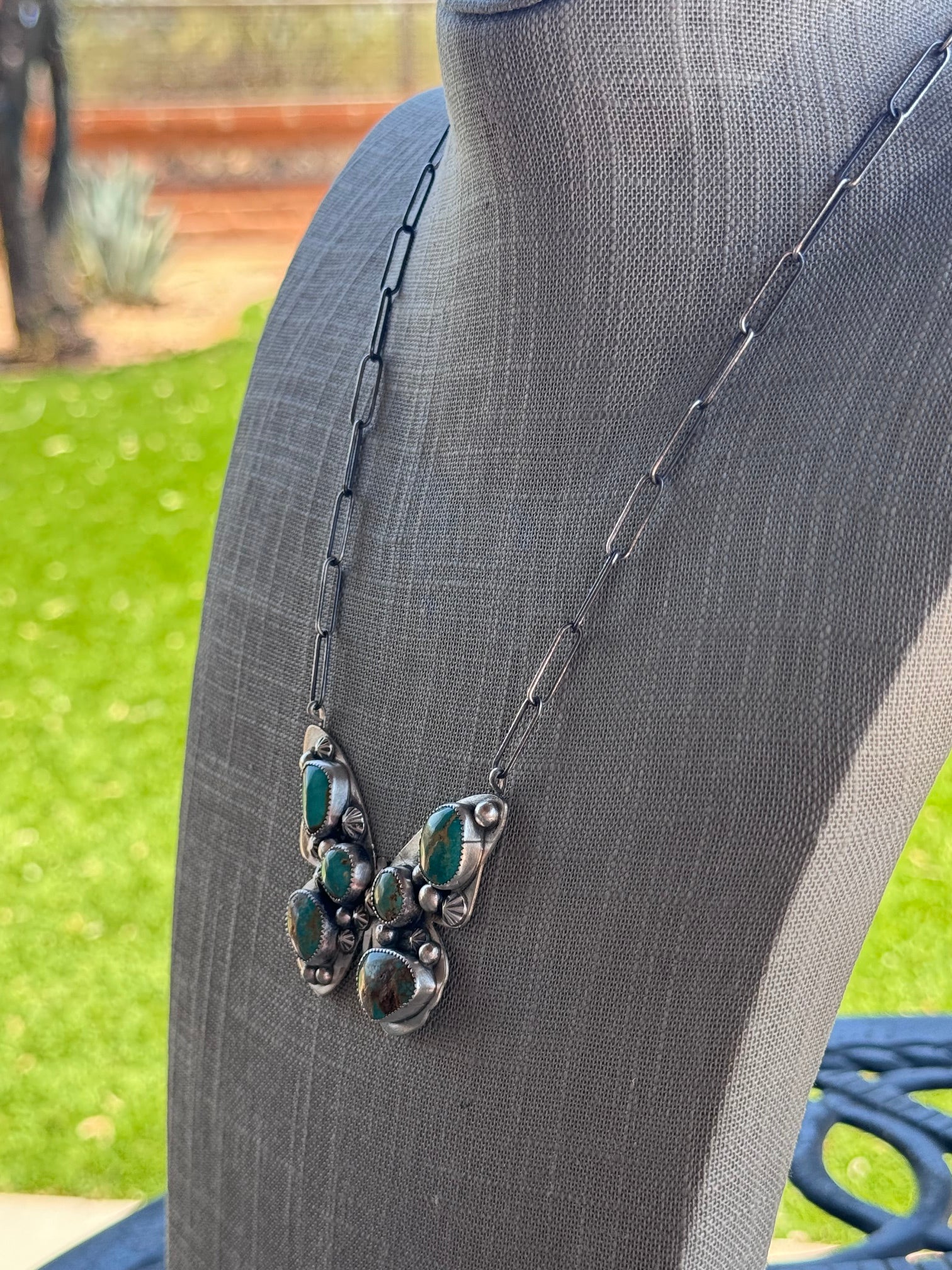 Handmade Sterling Silver & Mixed Media Turquoise Butterfly 19.75" Necklace by Roaming Buffalo