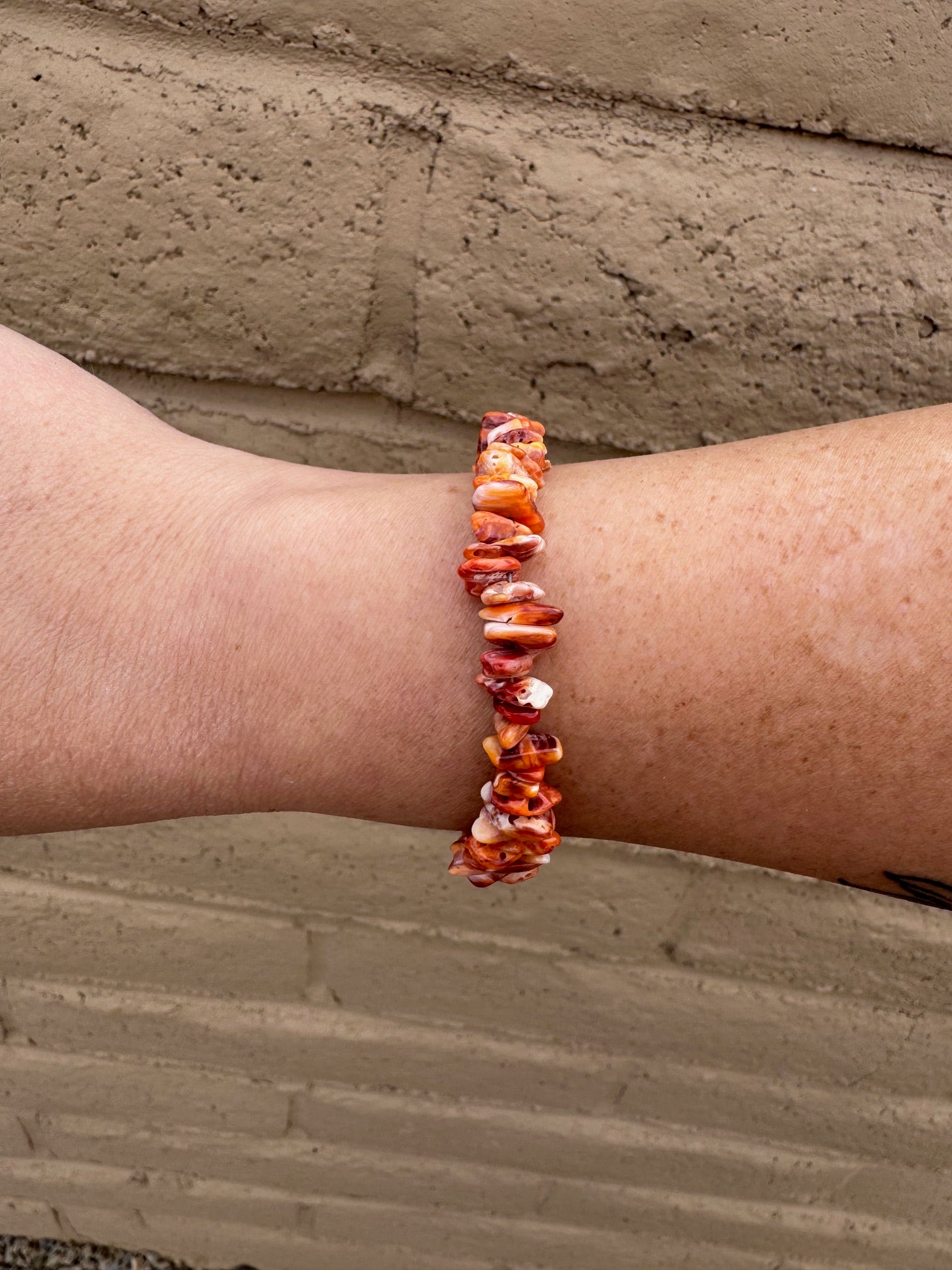 Handcrafted Spiny & Sterling Silver Beaded Bracelet 7.5"