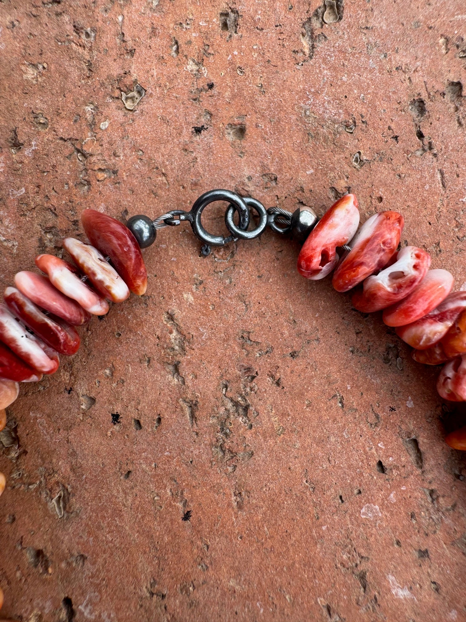 Handcrafted Spiny & Sterling Silver Beaded Bracelet 7.5"