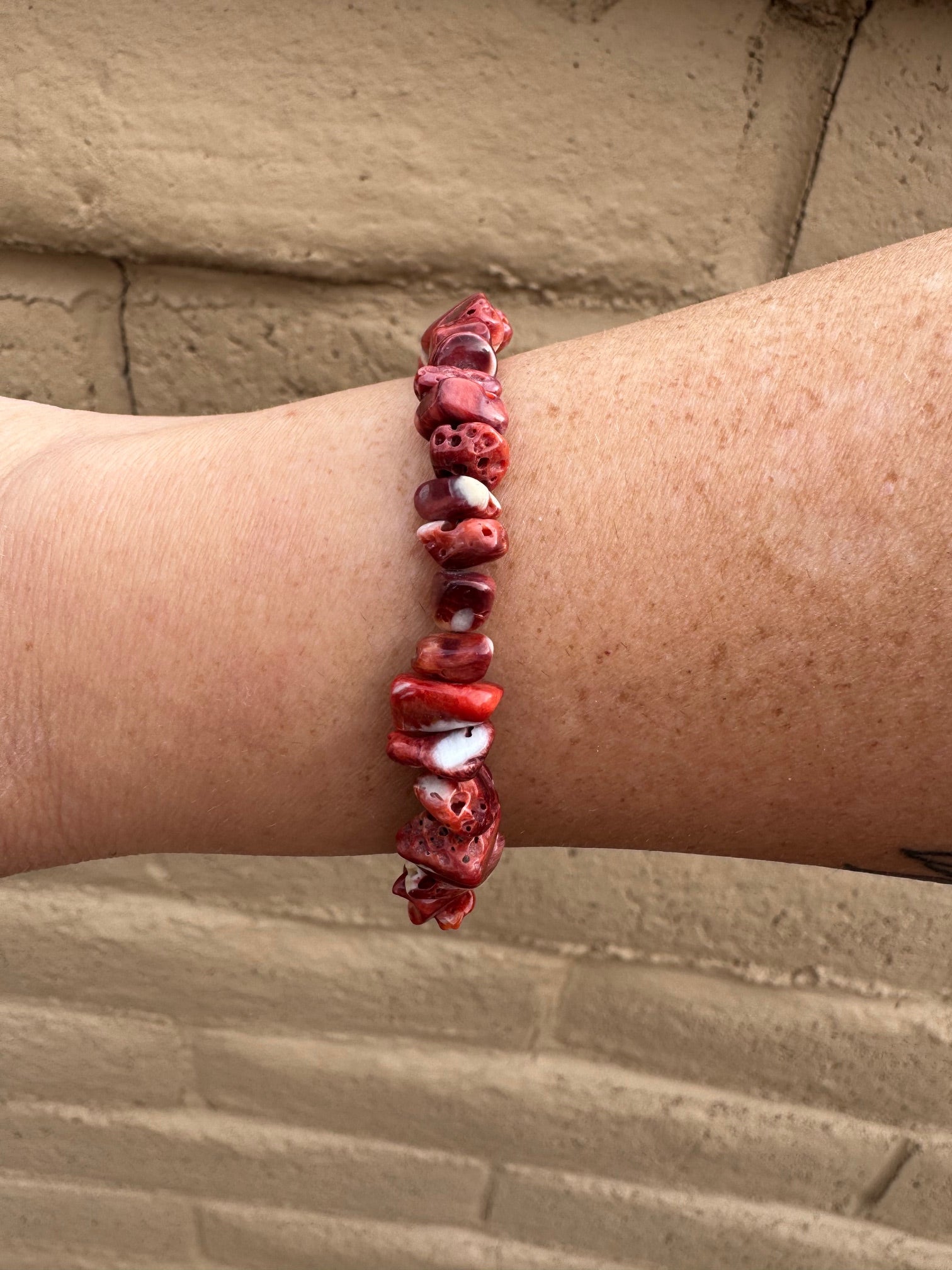 Handcrafted Spiny & Sterling Silver Beaded Bracelet 7.5"