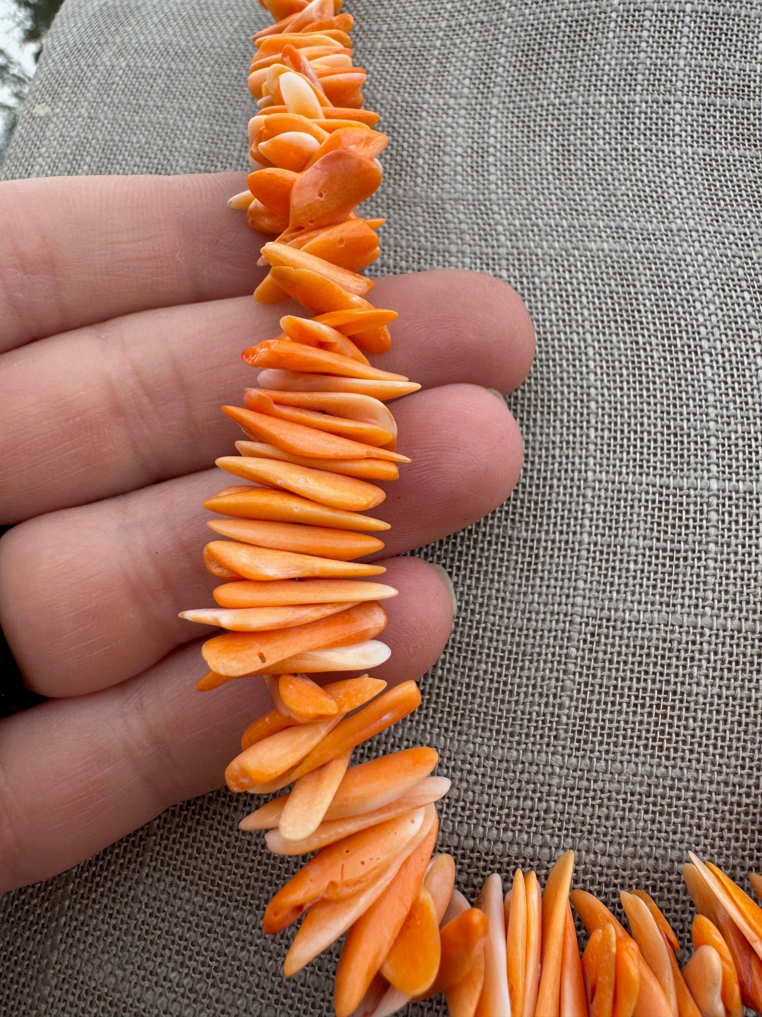 Handcrafted Orange Spiny Oyster 24” Beaded Necklace