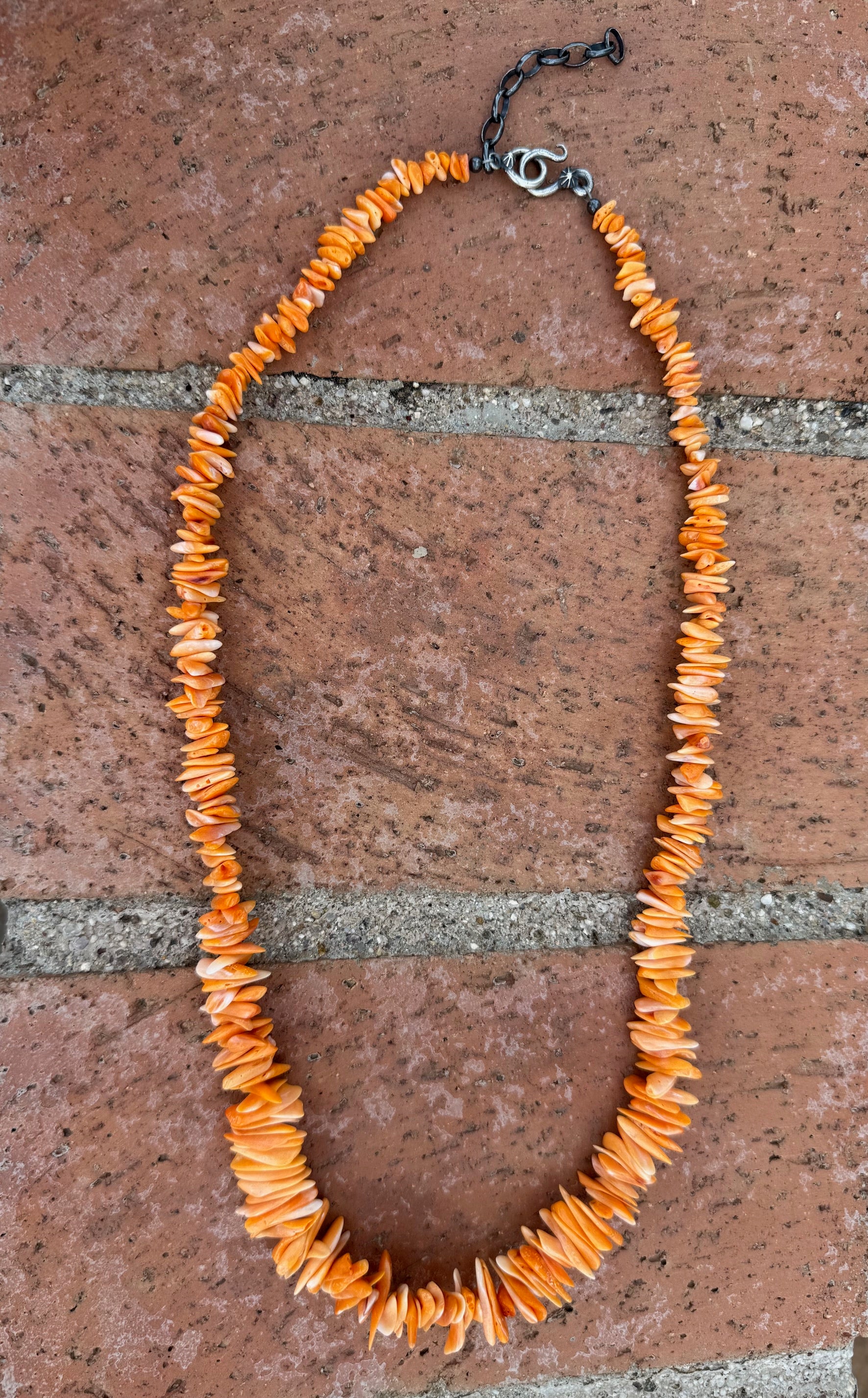 Handcrafted Orange Spiny Oyster 24” Beaded Necklace