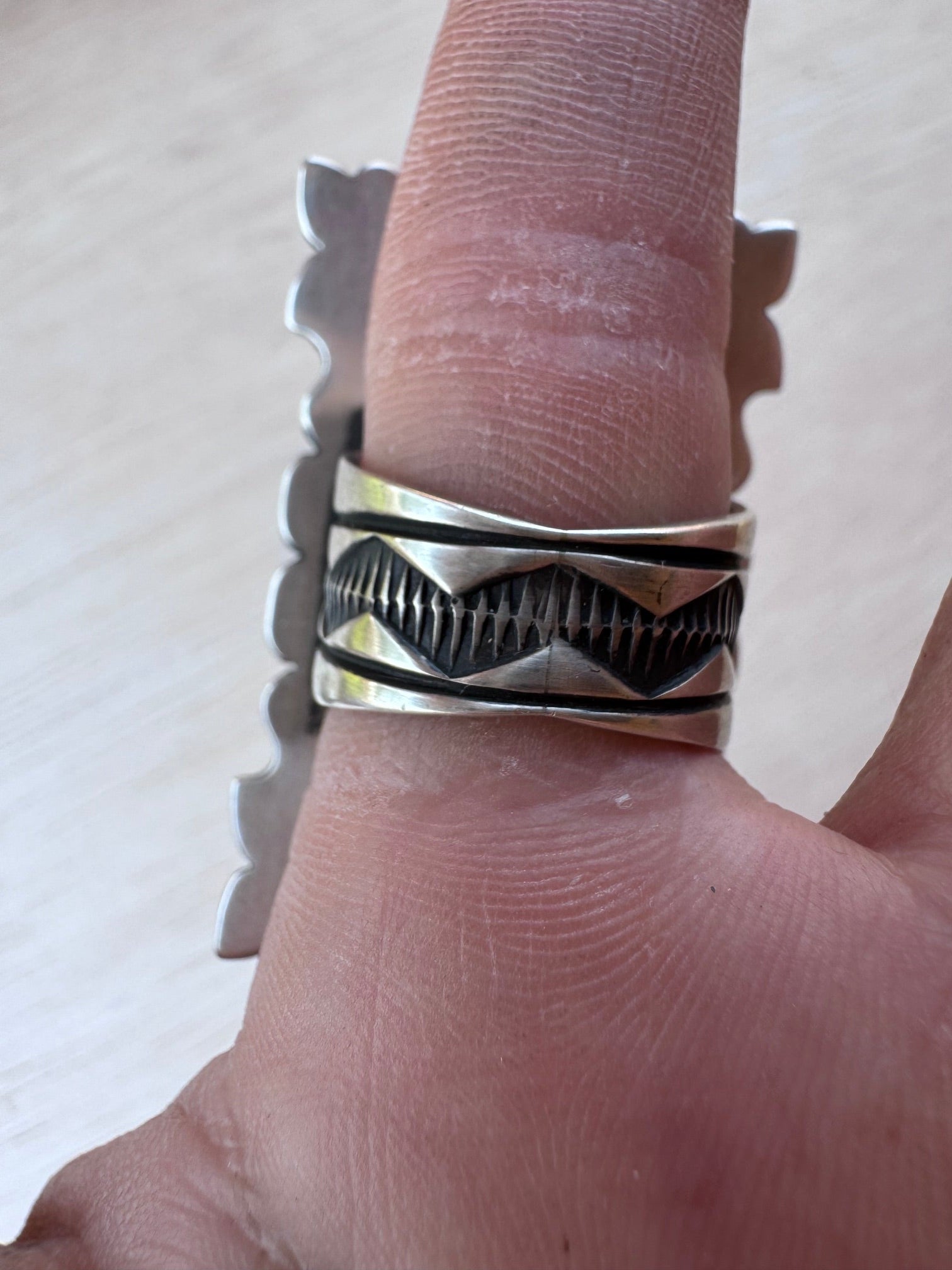 Handcrafted Turquoise & Sterling Silver Ring Size 7 by John Nelson