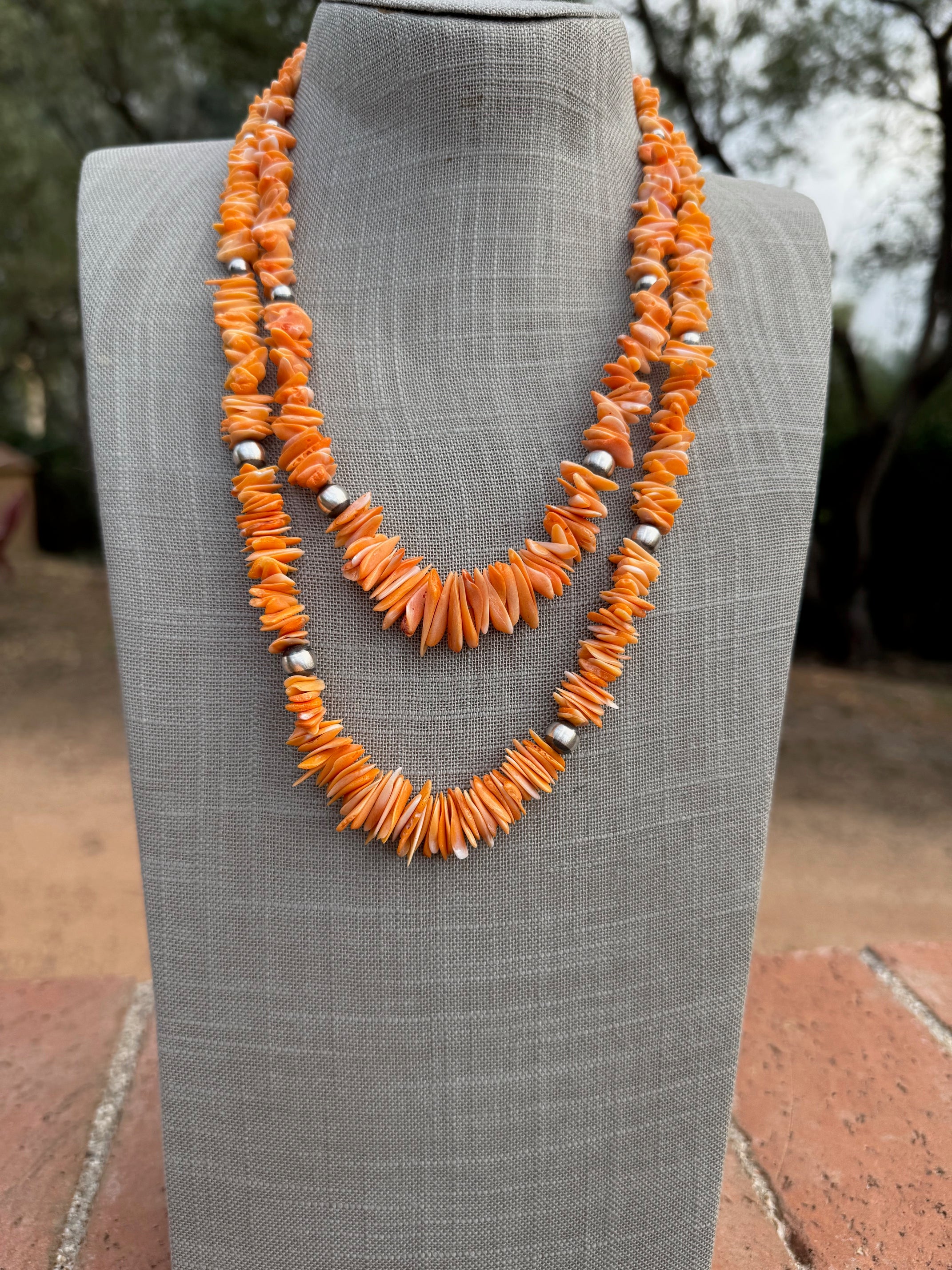 Handcrafted Spiny & Sterling Silver 5-8mm Beaded Necklace