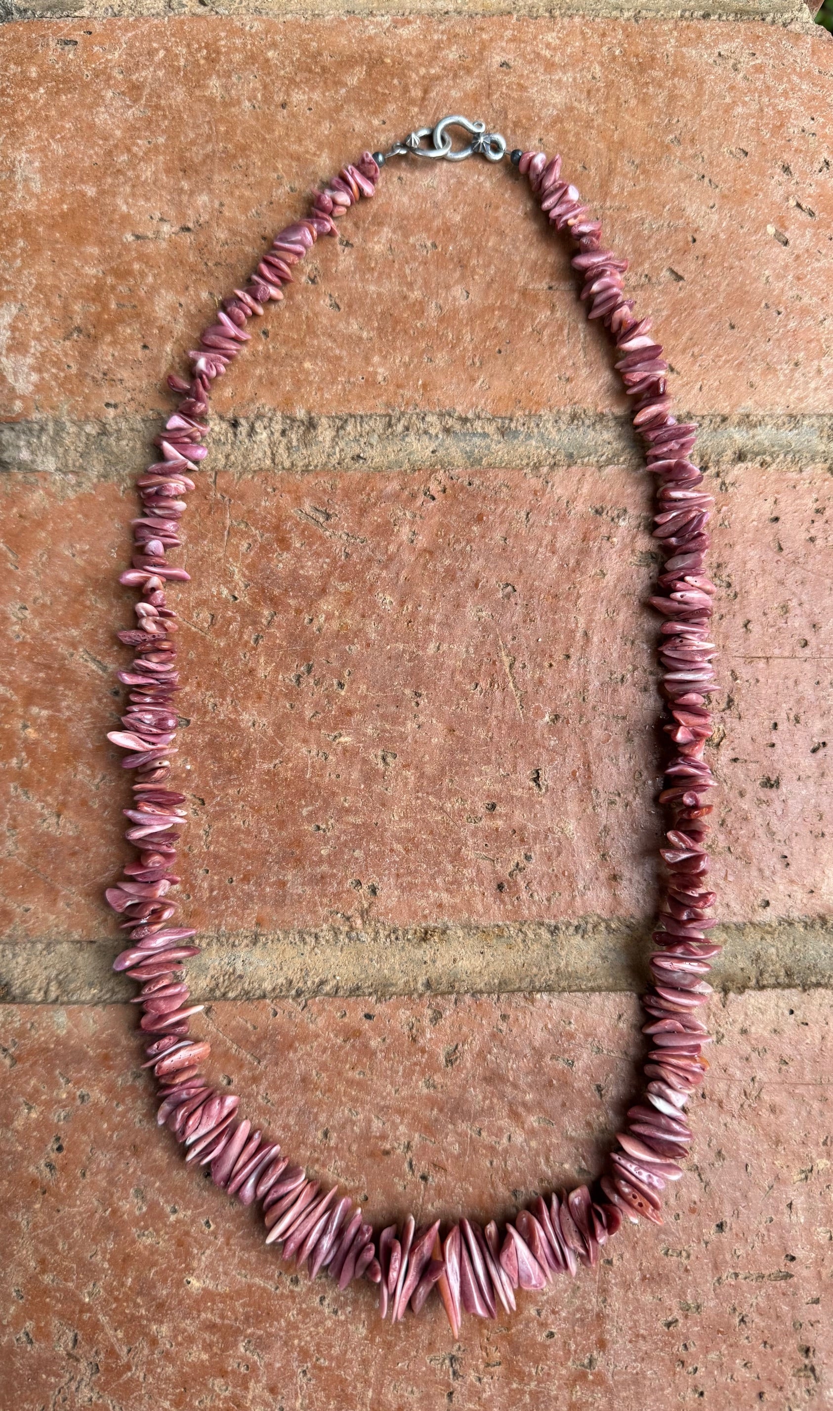 Handcrafted Purple Spiny Oyster Beaded Necklace 24"