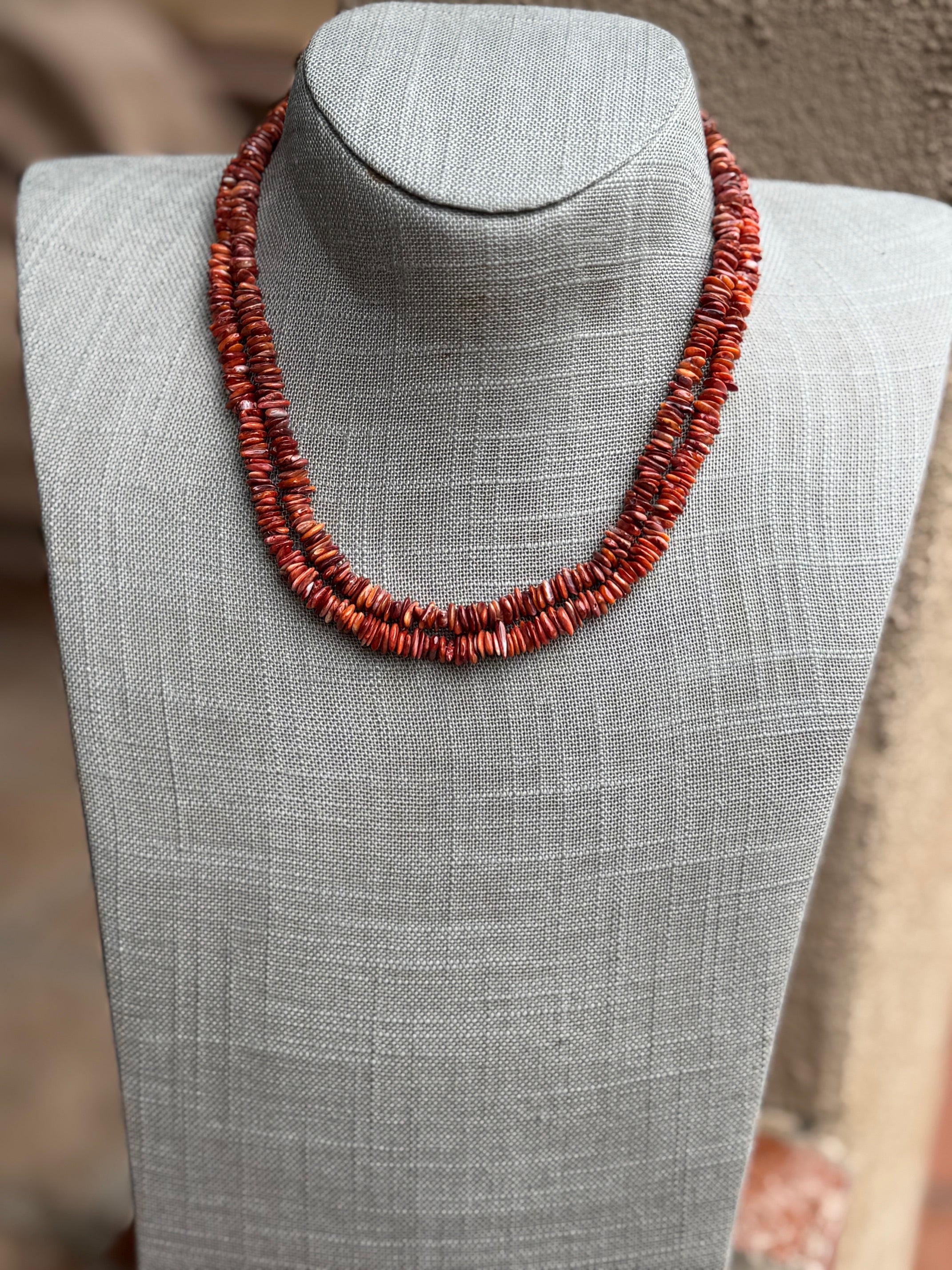 Handcrafted Red Spiny Oyster Beaded Necklace 18"