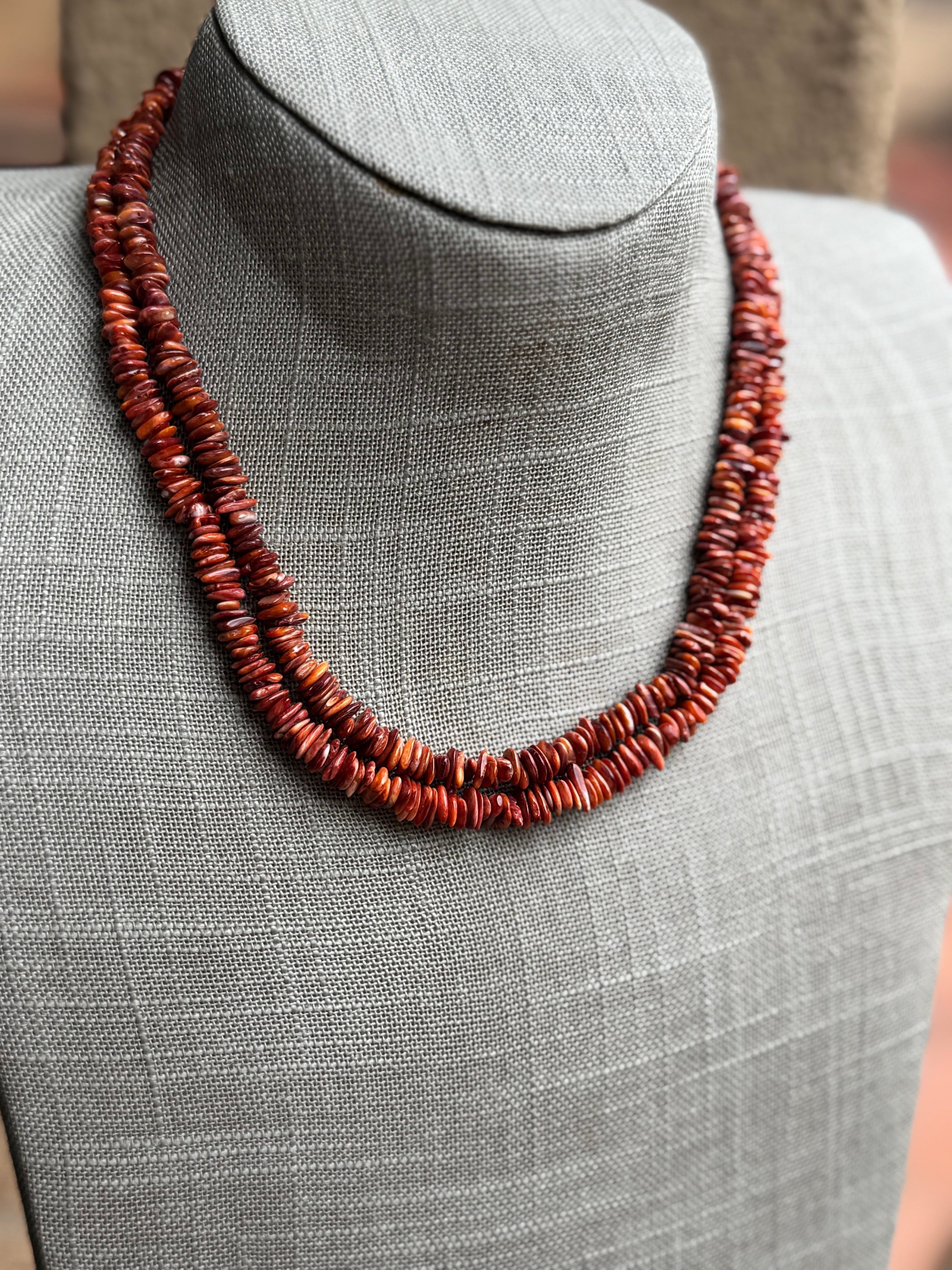 Handcrafted Red Spiny Oyster Beaded Necklace 18"