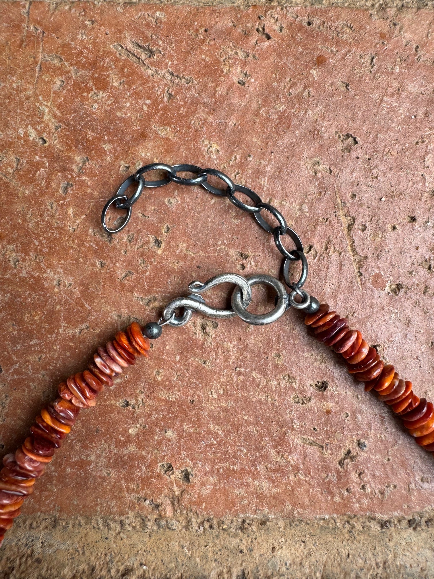 Handcrafted Red Spiny Oyster Beaded Necklace 18"